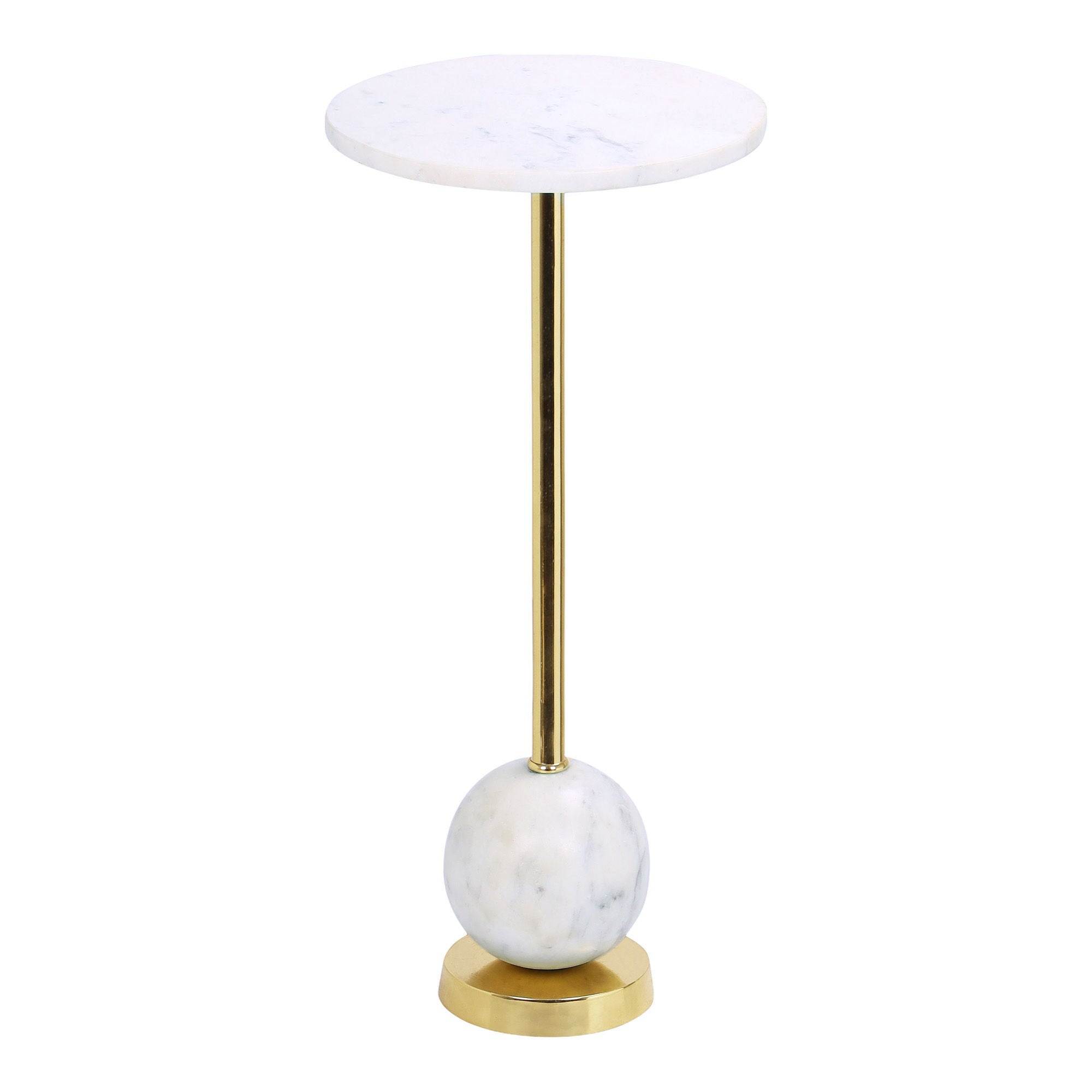 Salo Side table - Side table in brass and marble Ø25,5x53 cm