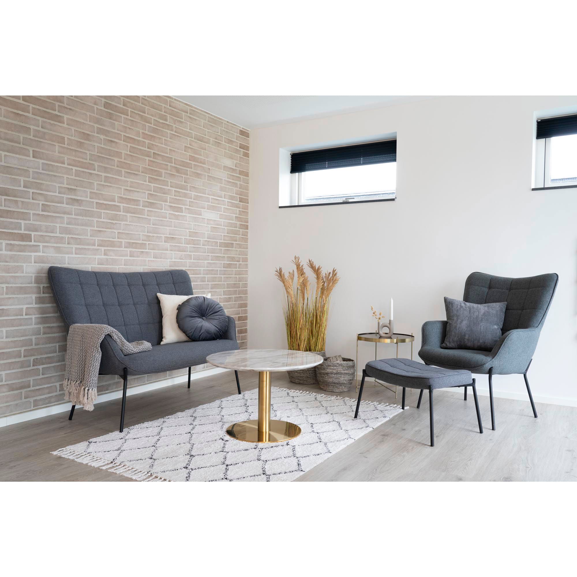 Bolzano Coffee Table - Coffee table with top in marble look and brass base Ã¸70x45cm