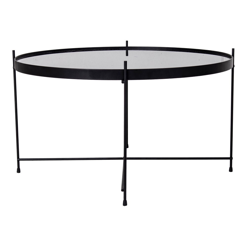 Venezia Coffee Table - Coffee table black powder coated steel with glass Ã¸70xh40cm