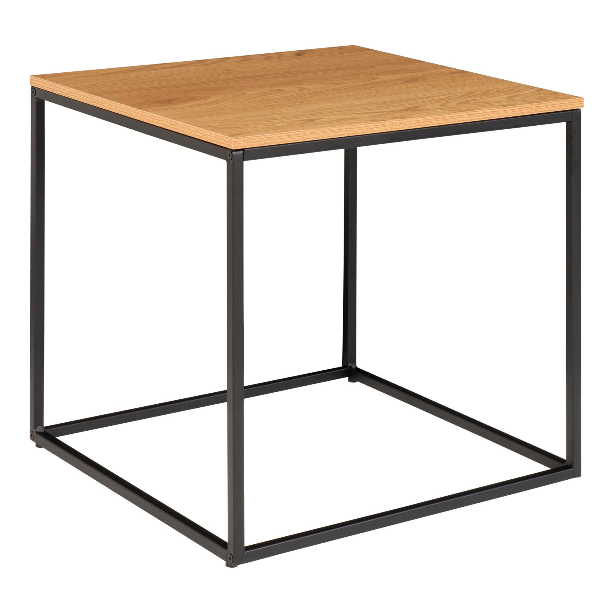 Vita Sidetable - Side table with black frame and oak look top 45x45x45 cm