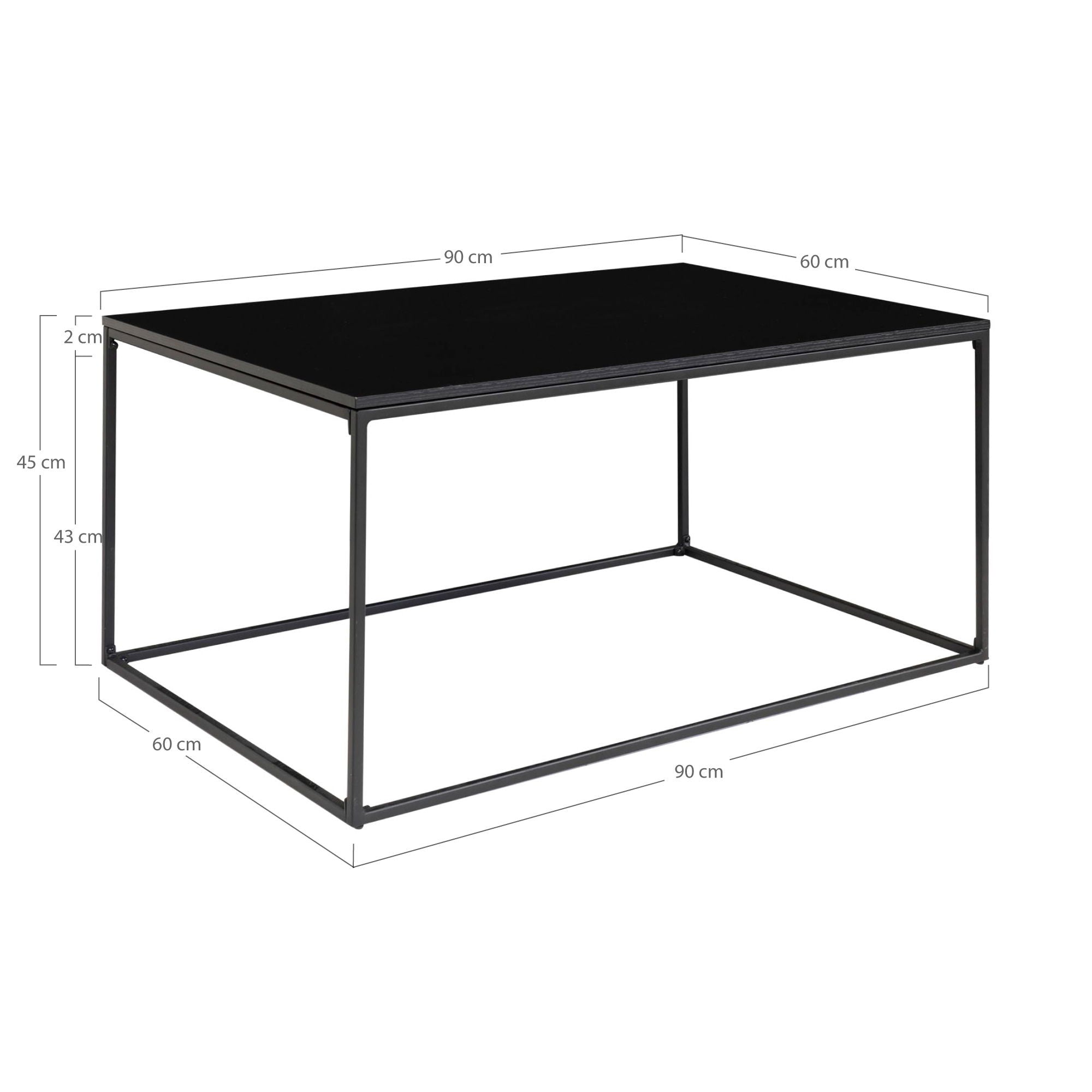Vita Coffee Table - Coffee table with black frame and black top 90x60x45 cm