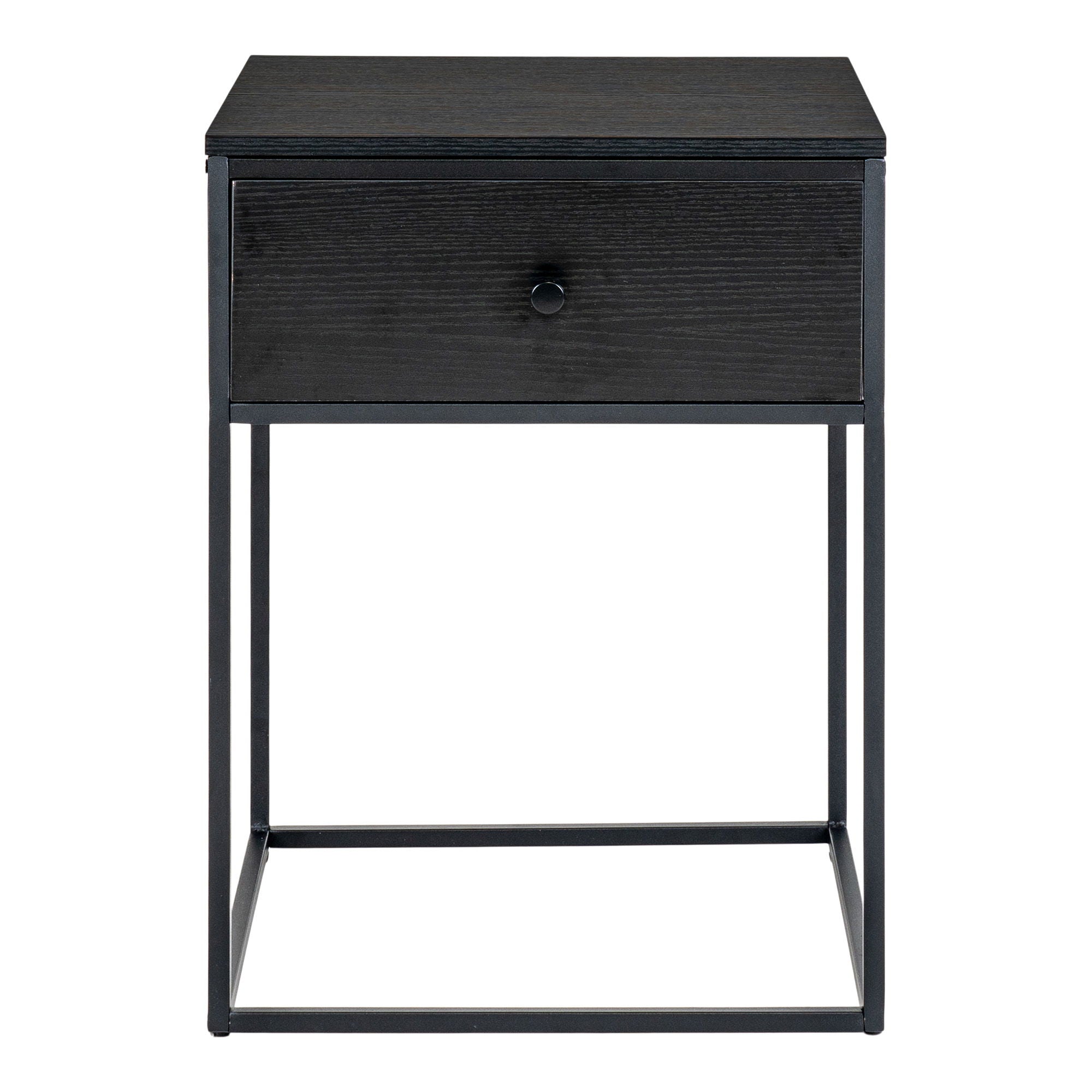 Vita Bedside table with 1 drawer - Bedside table with 1 drawer, black with black drawer
