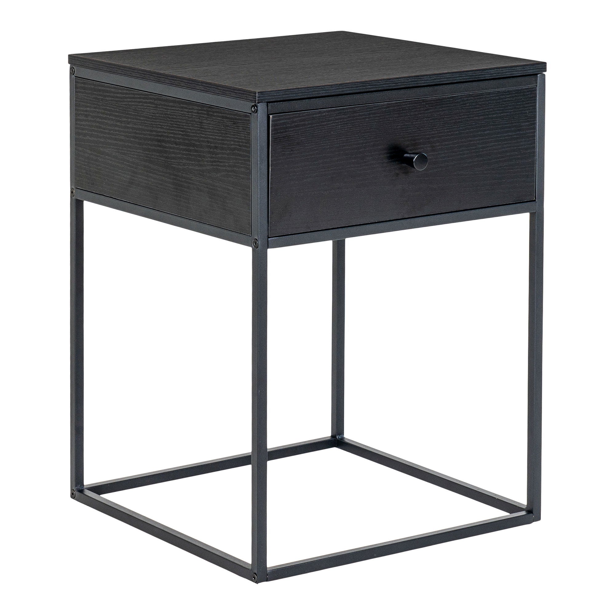 Vita Bedside table with 1 drawer - Bedside table with 1 drawer, black with black drawer
