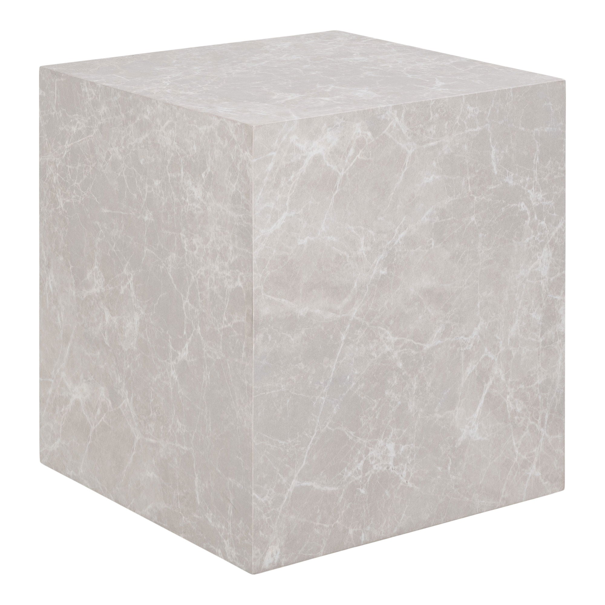 Prague Side Table - Side Table, marble look, beige 40x40x45 cm