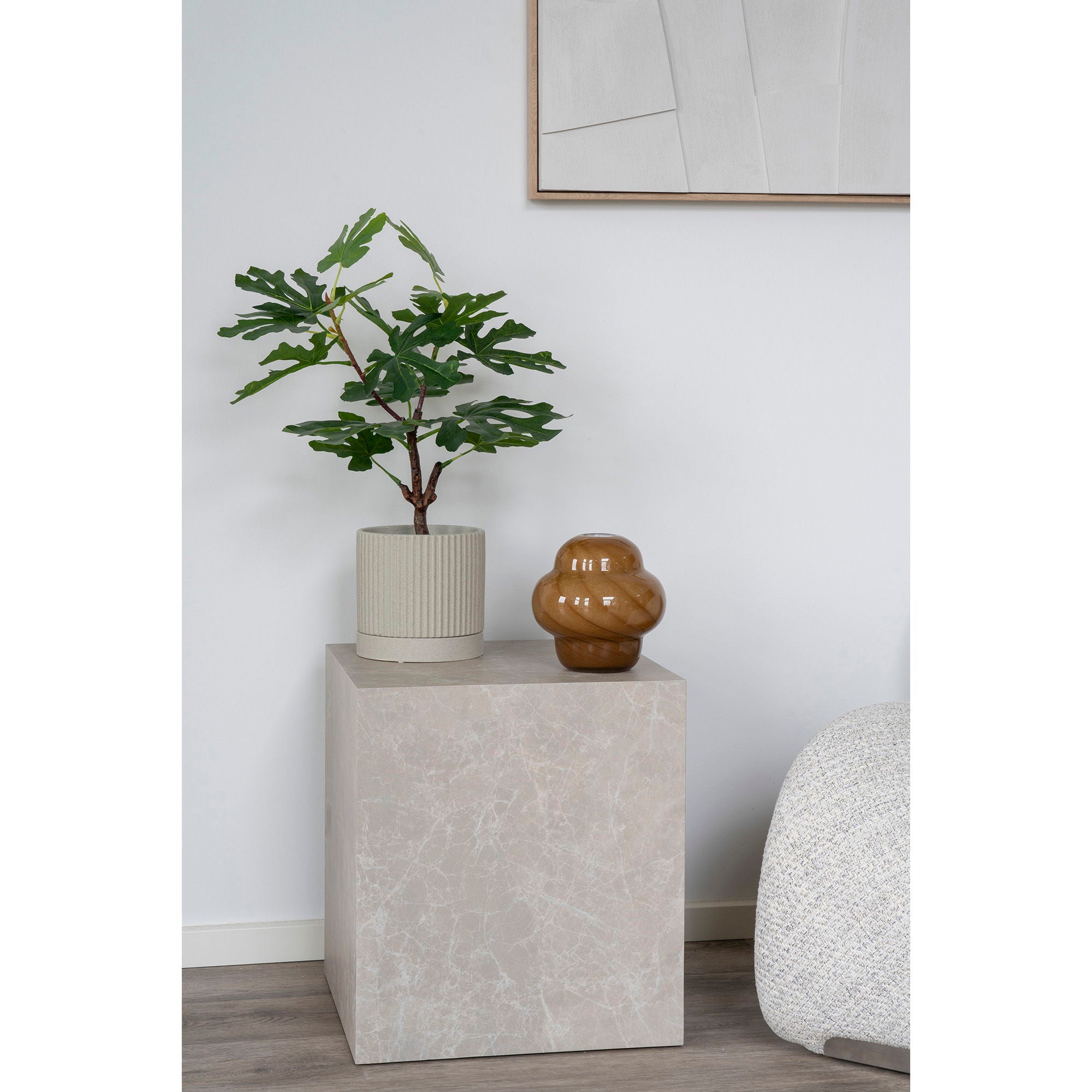 Prague Side Table - Side Table, marble look, beige 40x40x45 cm