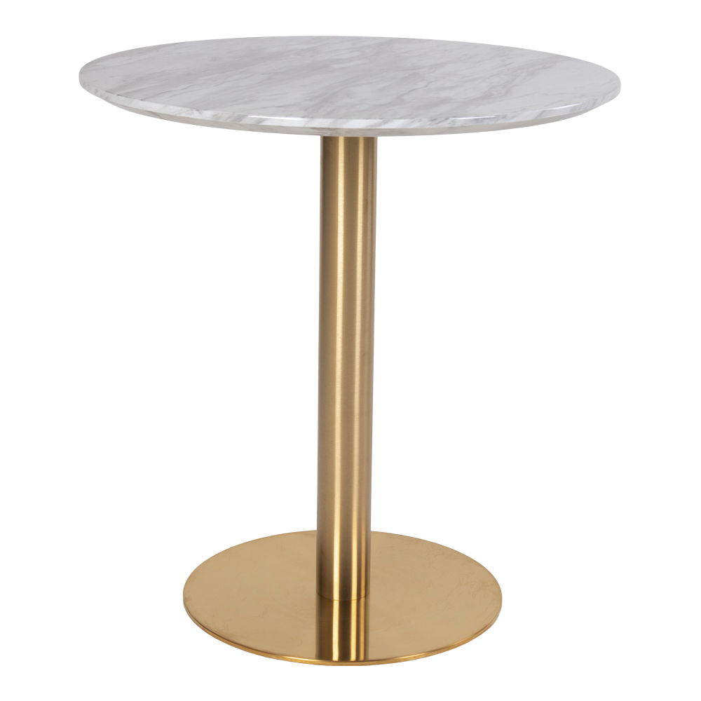 Bolzano Dining Table - Dining table with top in marble look and base in brass look Ã¸70x75cm