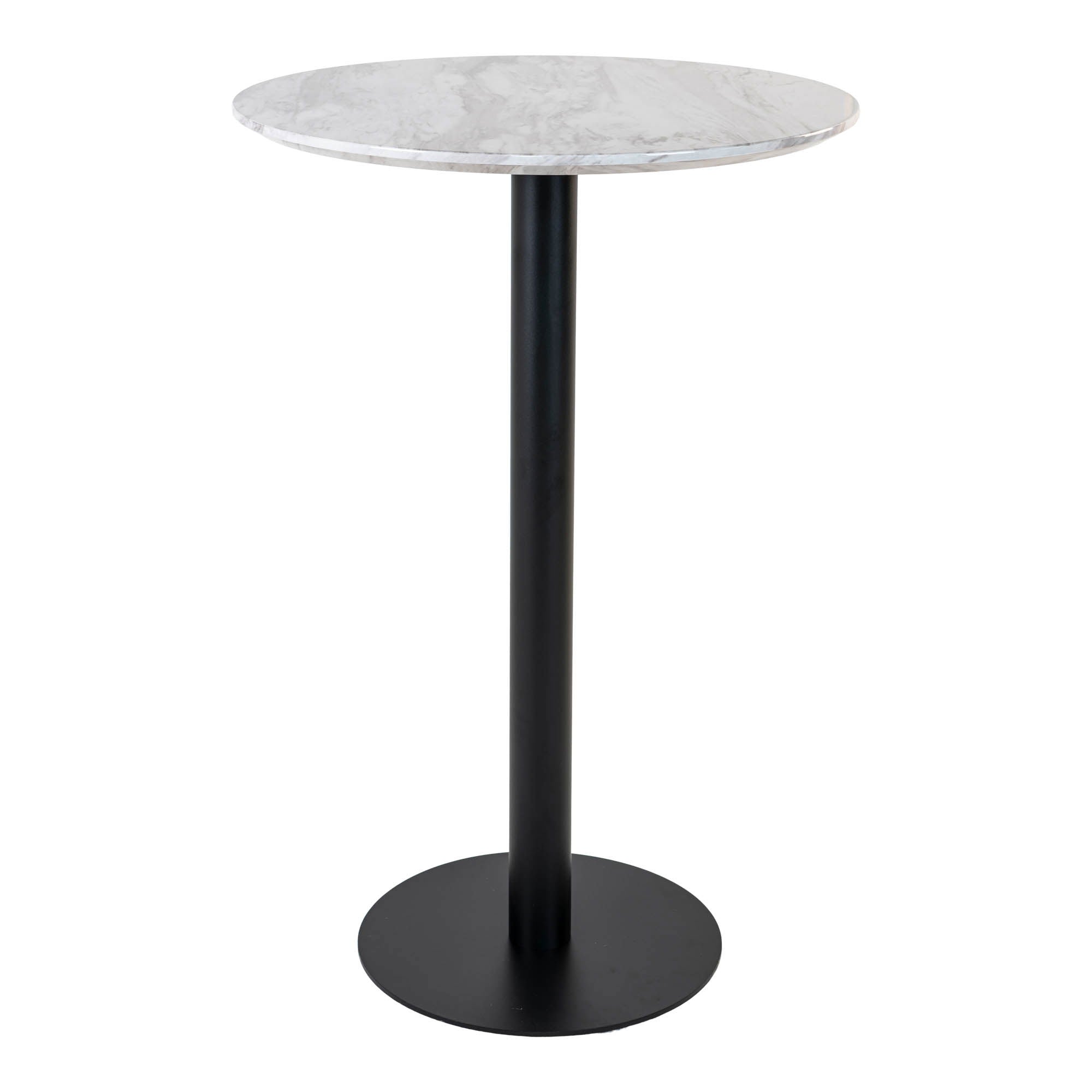 Bolzano Bar Table - Bar table with top in marble look and black base Ã¸70x105cm