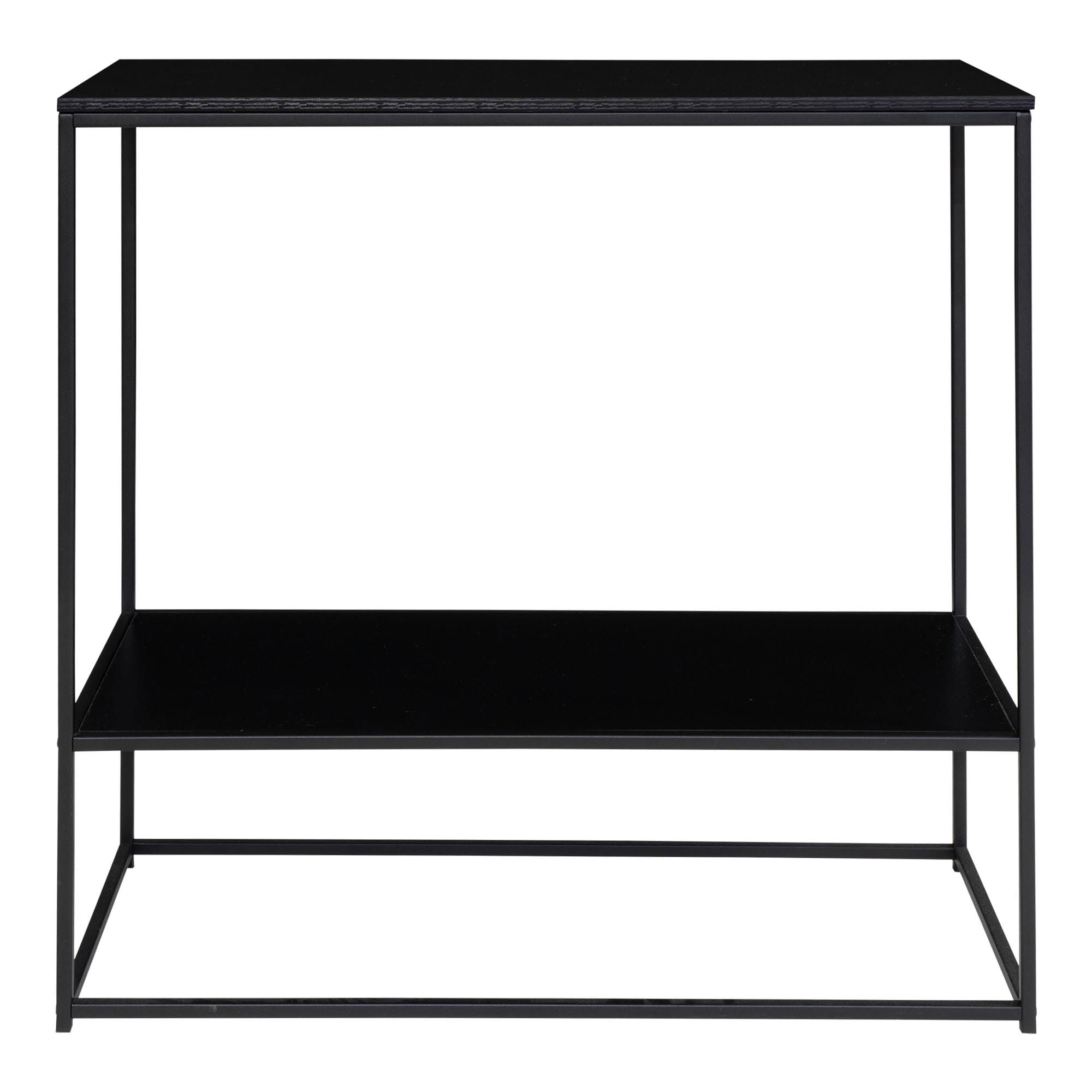 Vita Console Table - Console table with black frame and two black shelves 80x36x80 cm