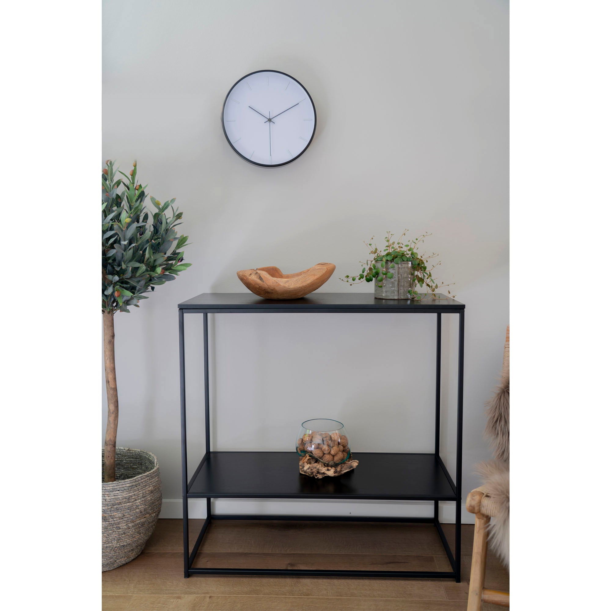 Vita Console Table - Console table with black frame and two black shelves 80x36x80 cm