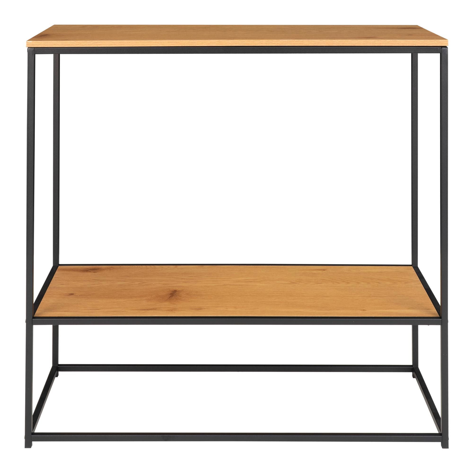 Vita Console Table - Console table with black frame and two oaklook shelves 80x36x80 cm