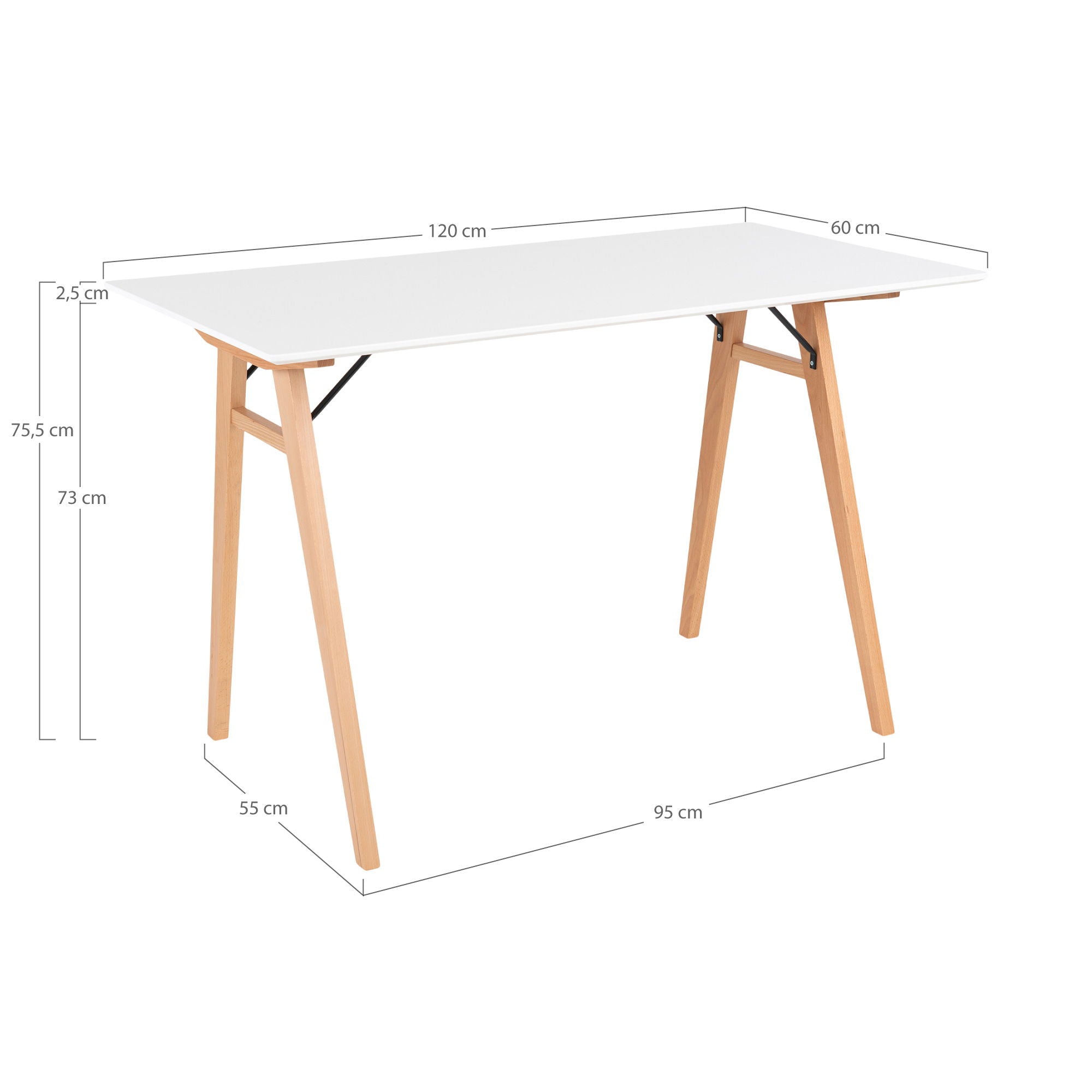 Vojens Desk - Desk in white and natural