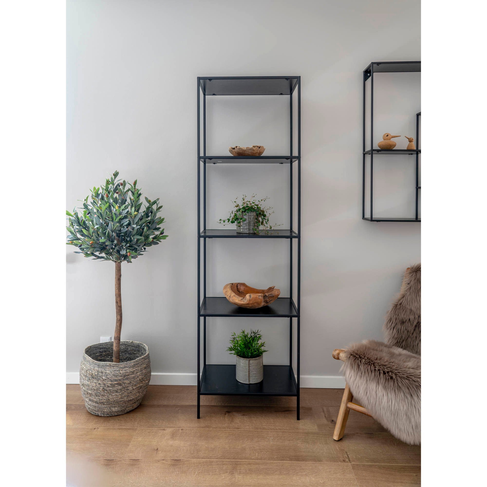 Vita Shelf - Shelf with black frame and 5 black shelves 51x36x170 cm