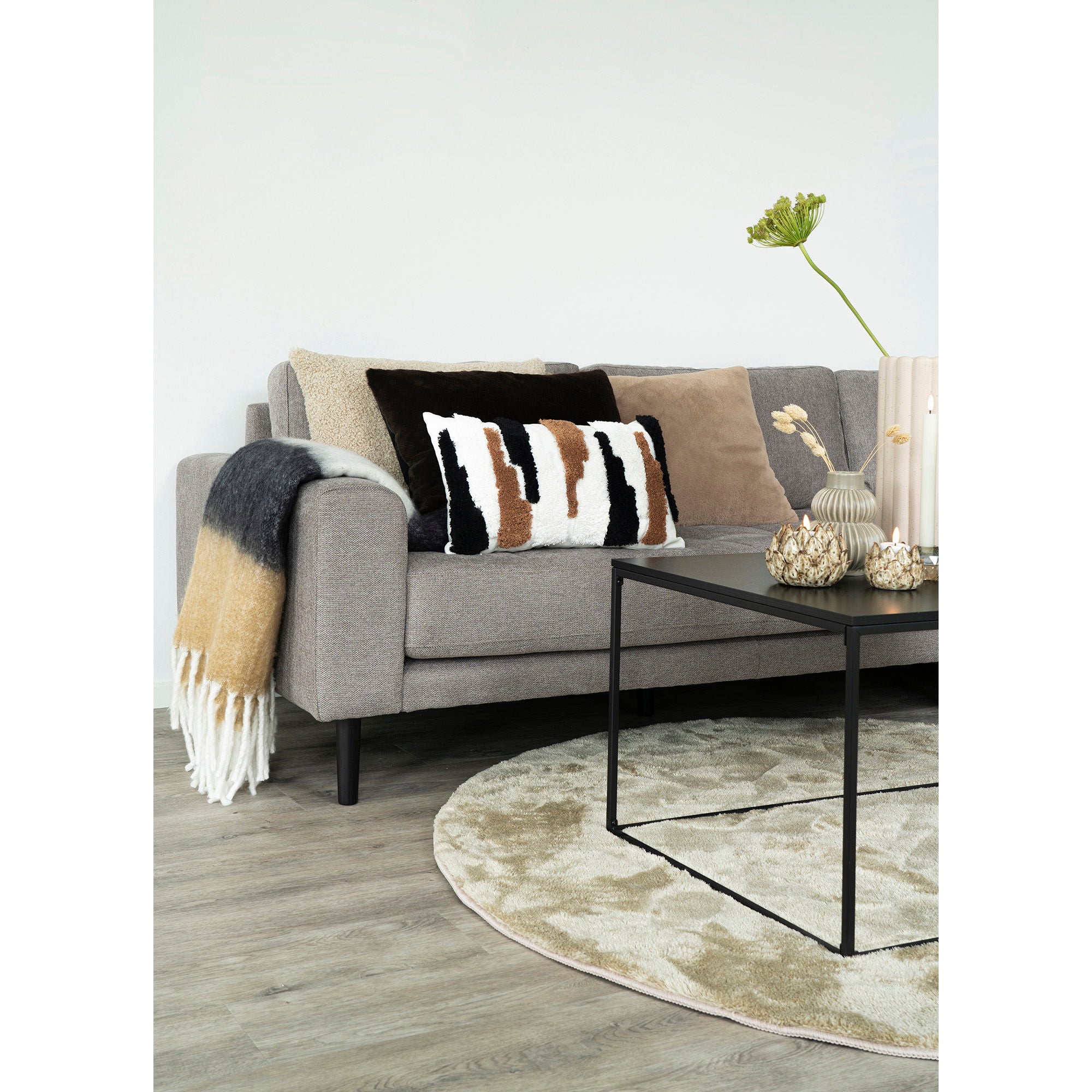 Sintra Blanket - Blanket in black/white/brown acrylic 170x130 cm