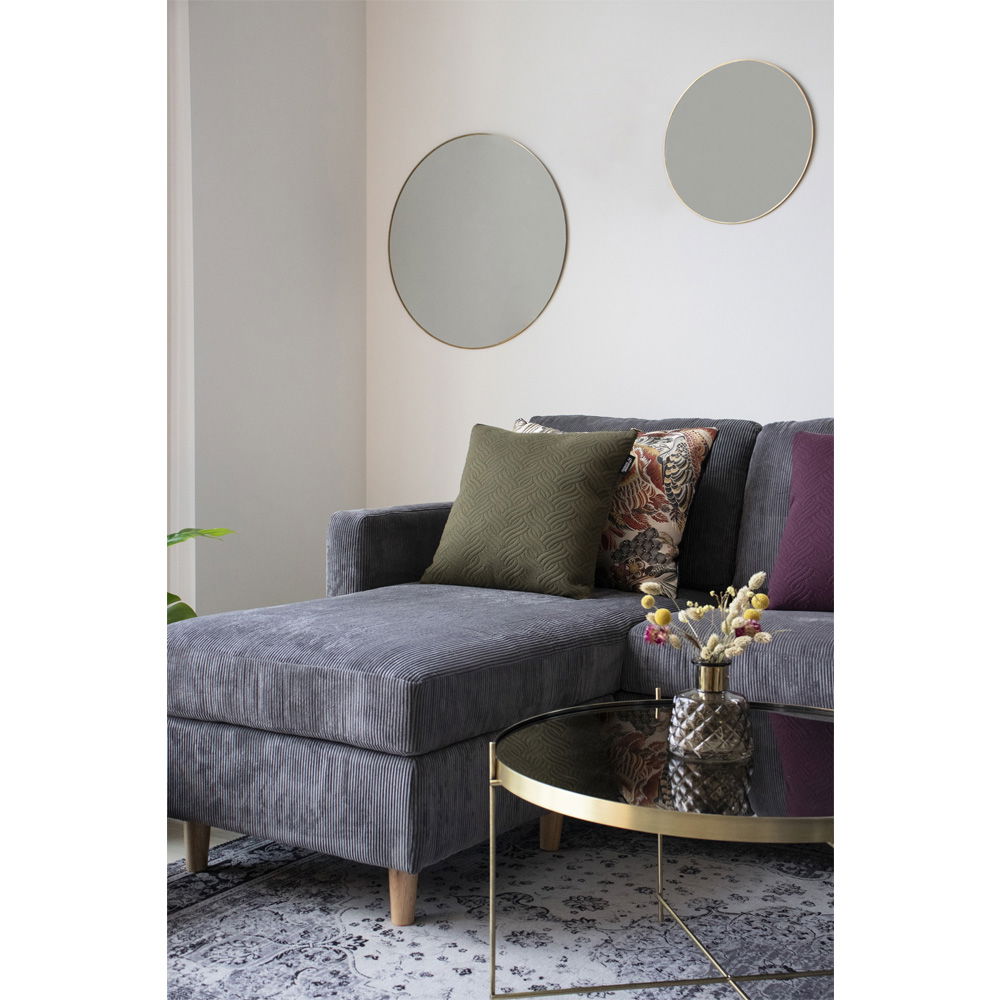 Jersey Mirror - Mirror with brass look frame Ã˜60 cm