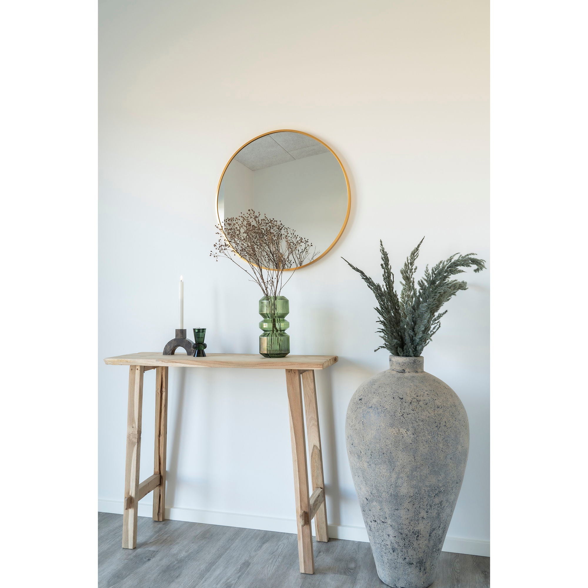 Madrid Mirror - Mirror with brass look frame Ã˜60 cm
