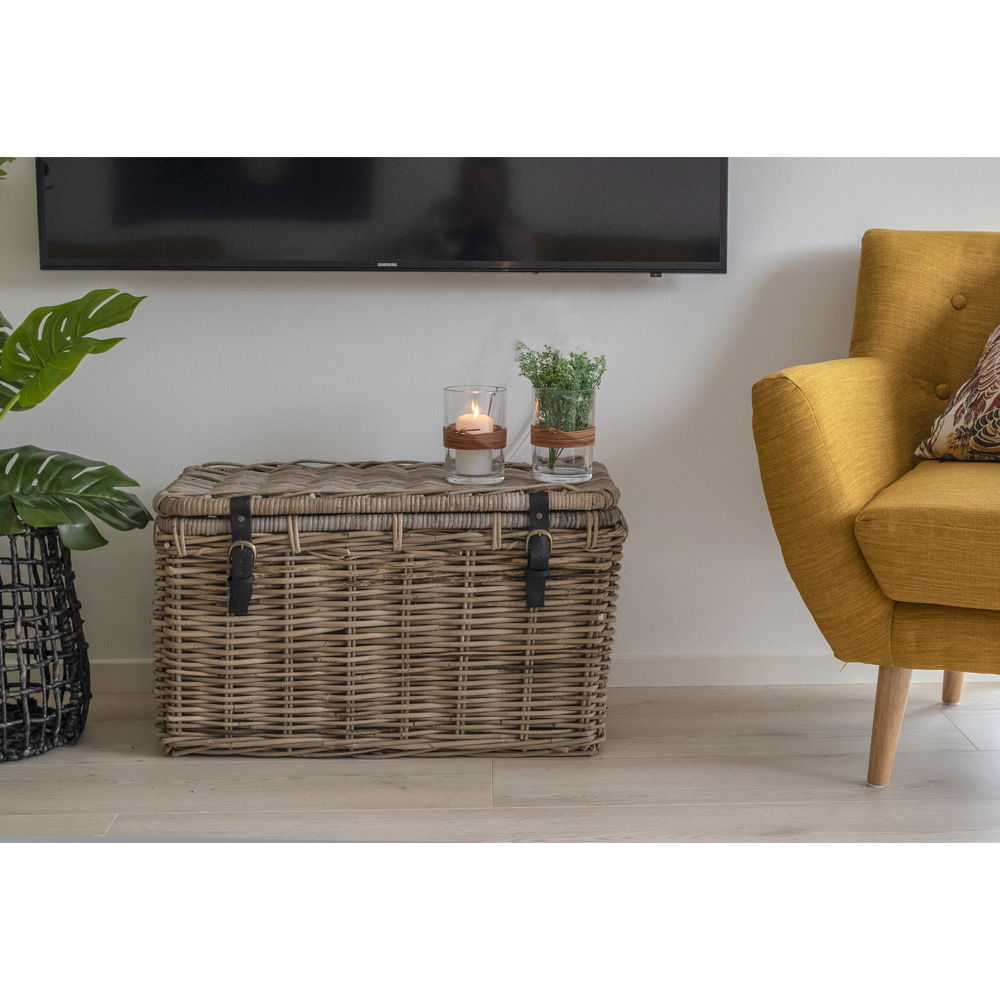 Depok Storage Trunk - 3 Storage trunk in Kubu grey w. leather handle