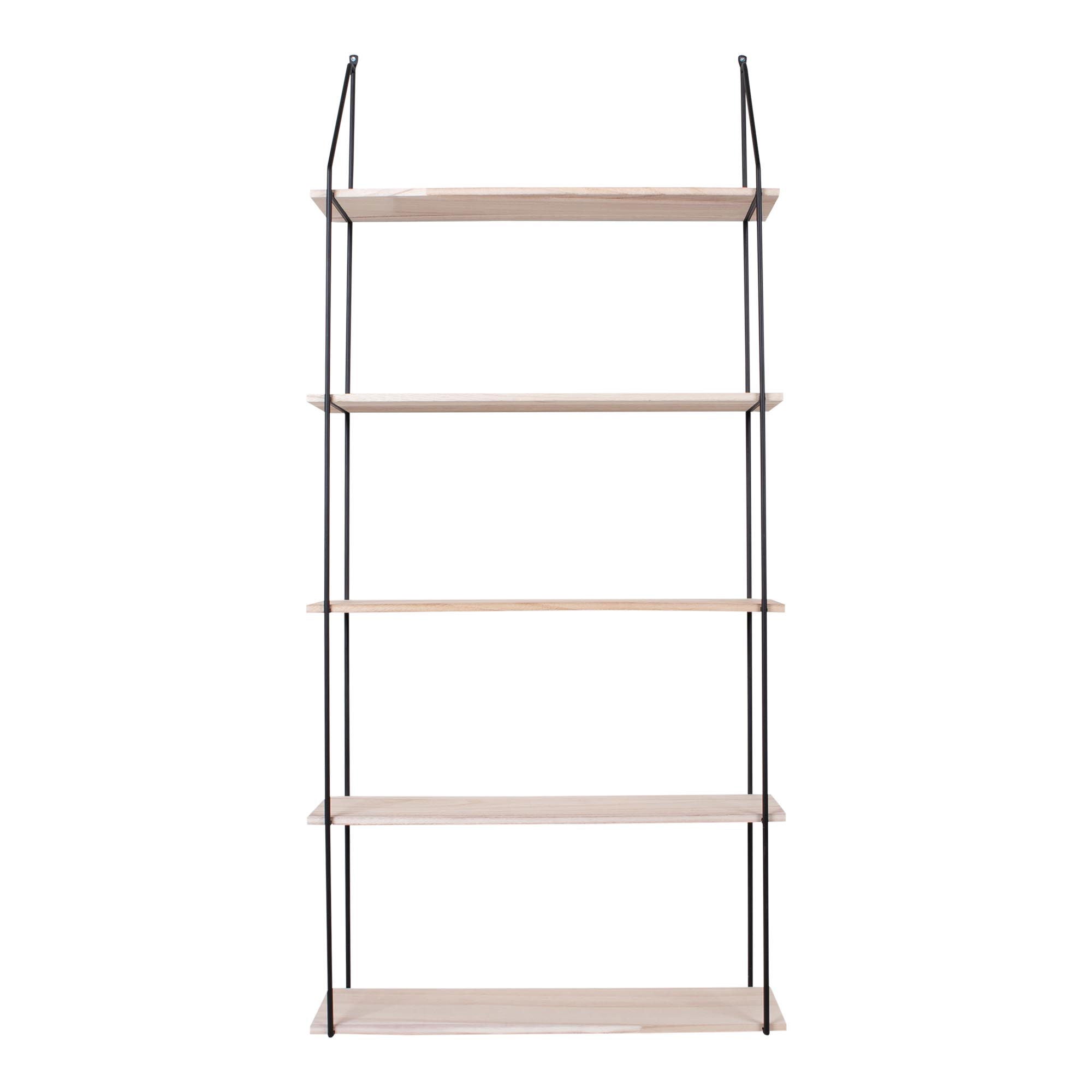 Eindhoven Shelf - Shelf with black frame and 5 natural wood shelves