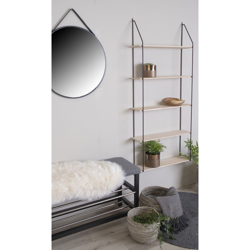 Eindhoven Shelf - Shelf with black frame and 5 natural wood shelves