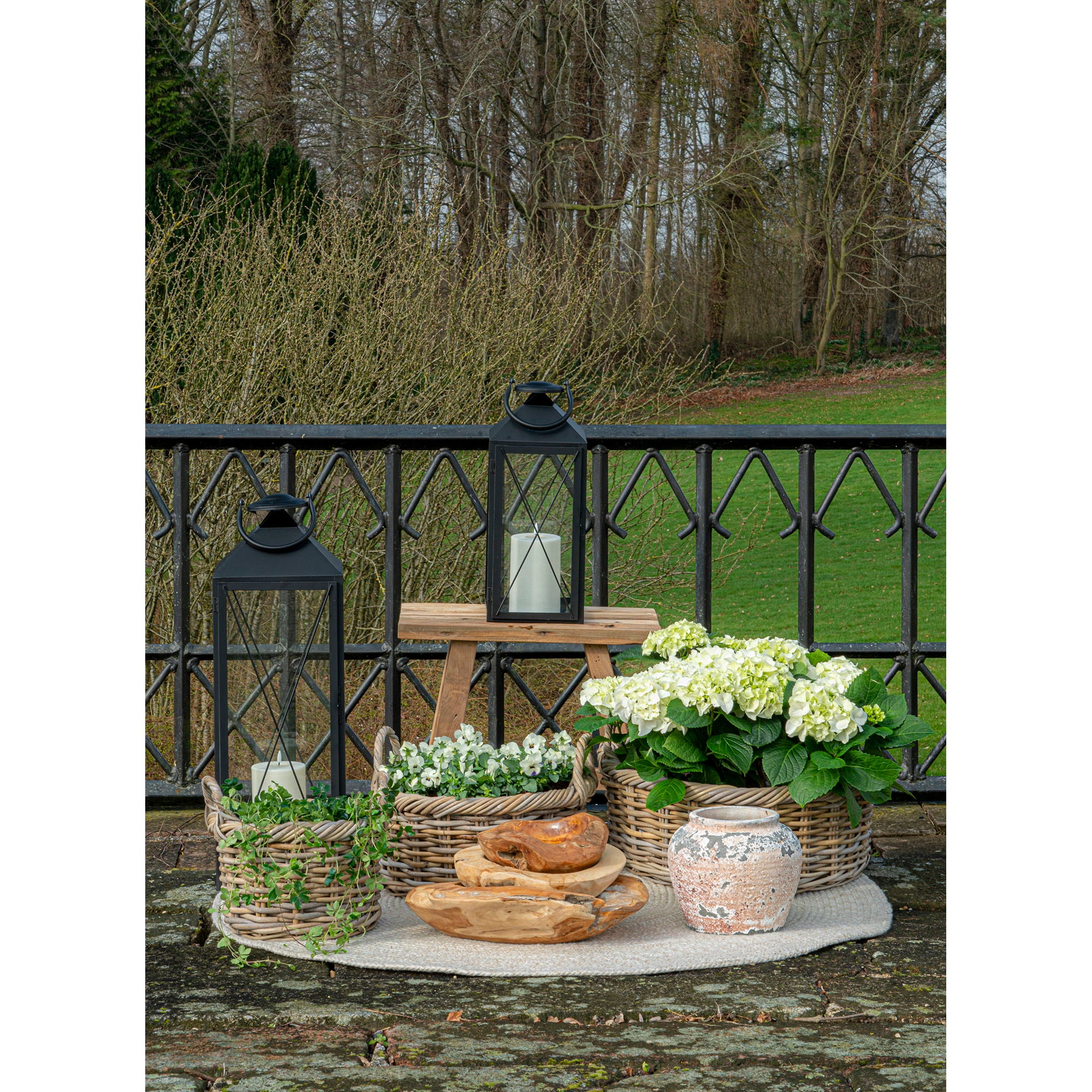 Kuta Baskets  - Basket in kubu, with plastic inside, set of 3