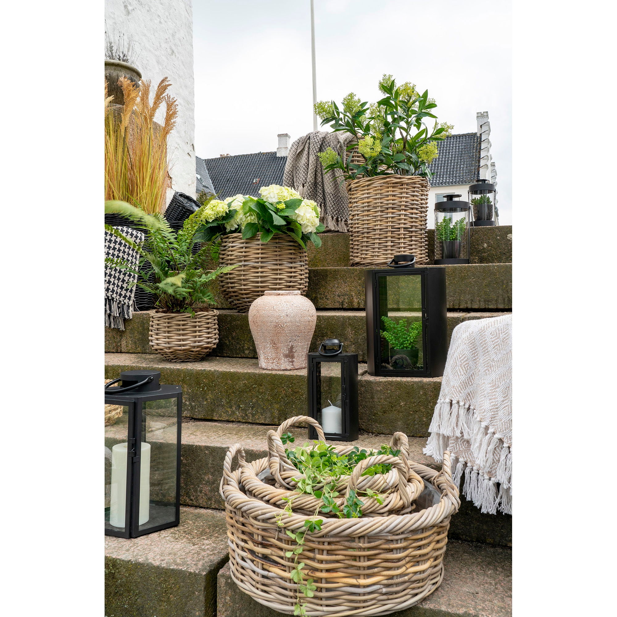 Kuta Baskets  - Basket in kubu, with plastic inside, set of 3