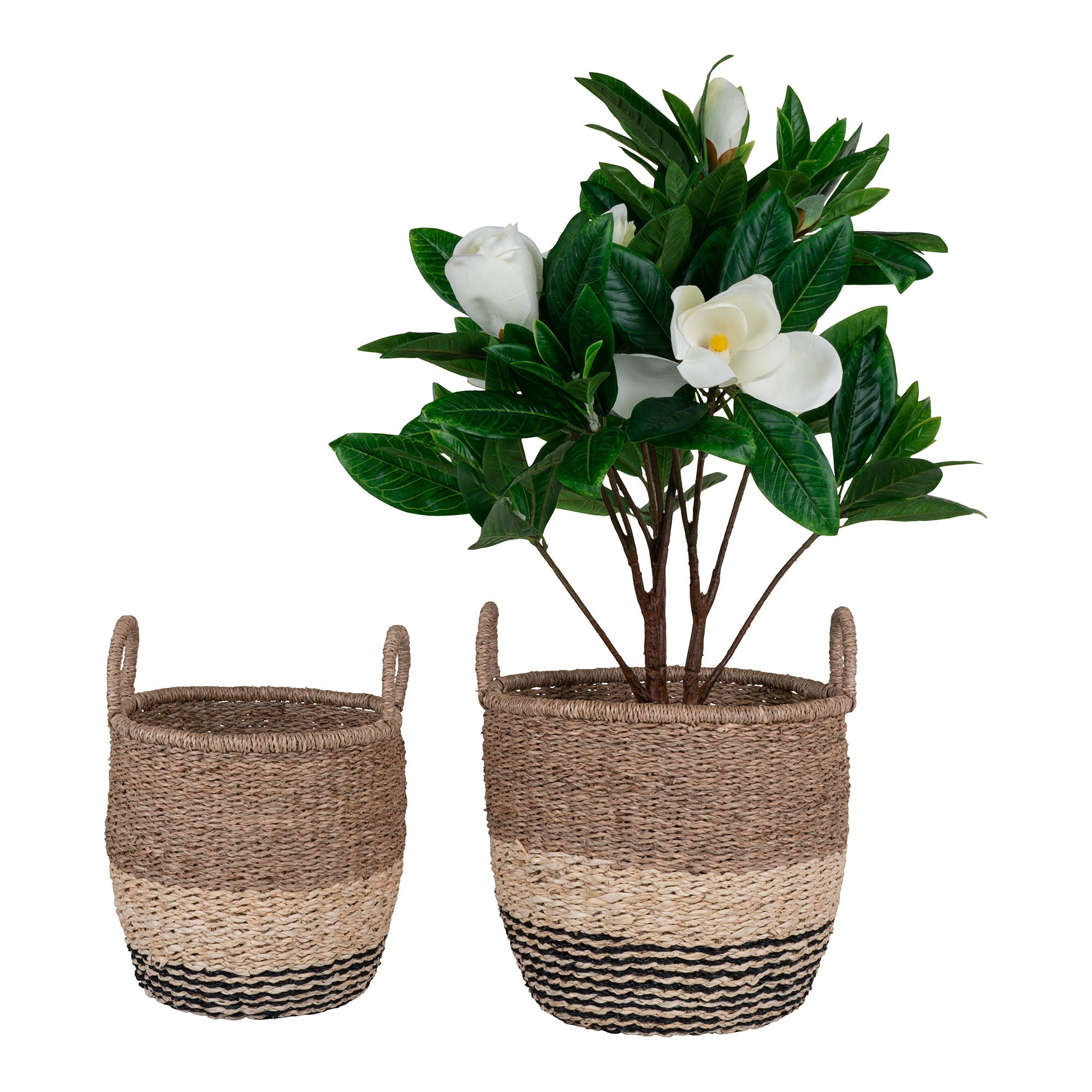 Lima Basket - Basket in seagrass, nature/brown/black, set of 2