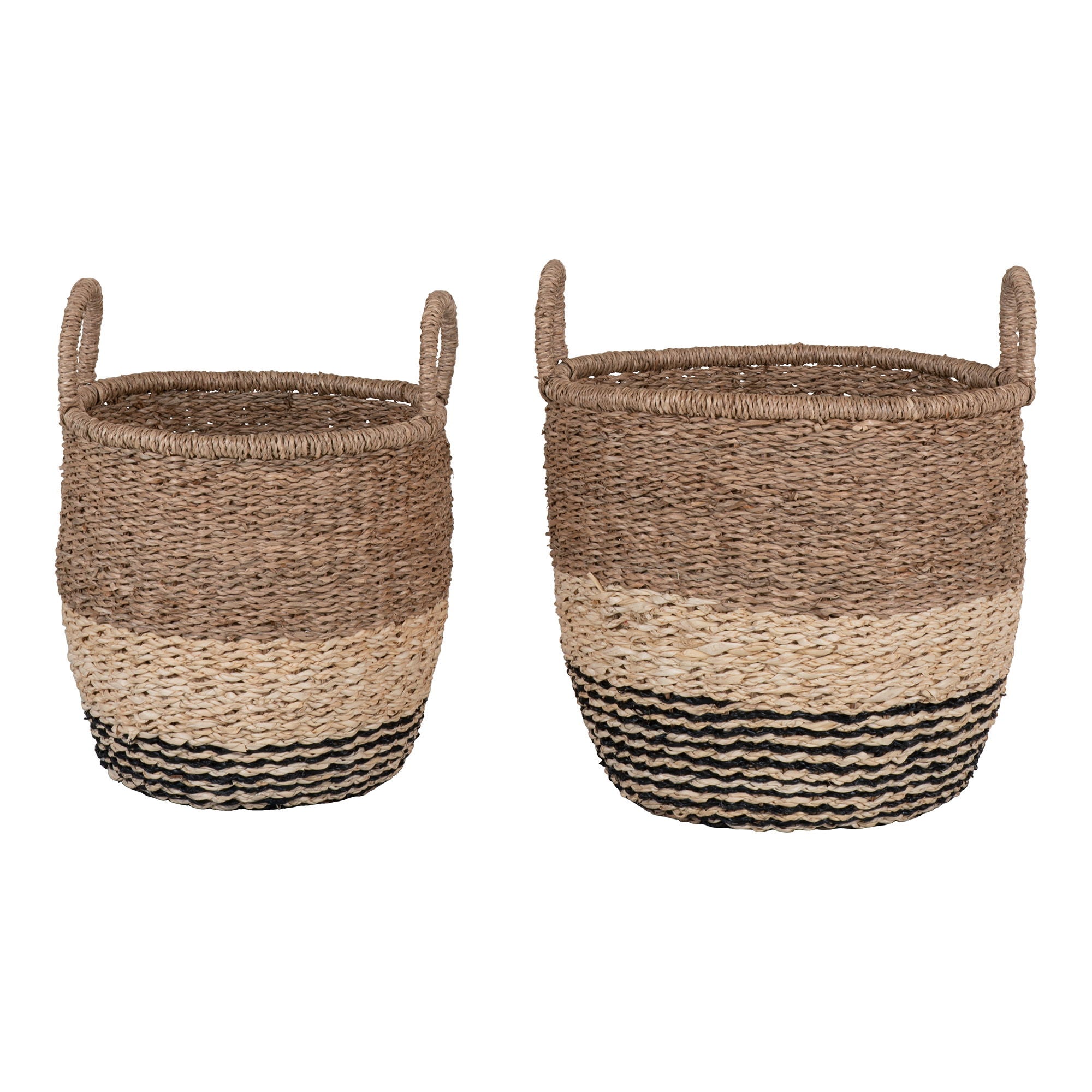Lima Basket - Basket in seagrass, nature/brown/black, set of 2