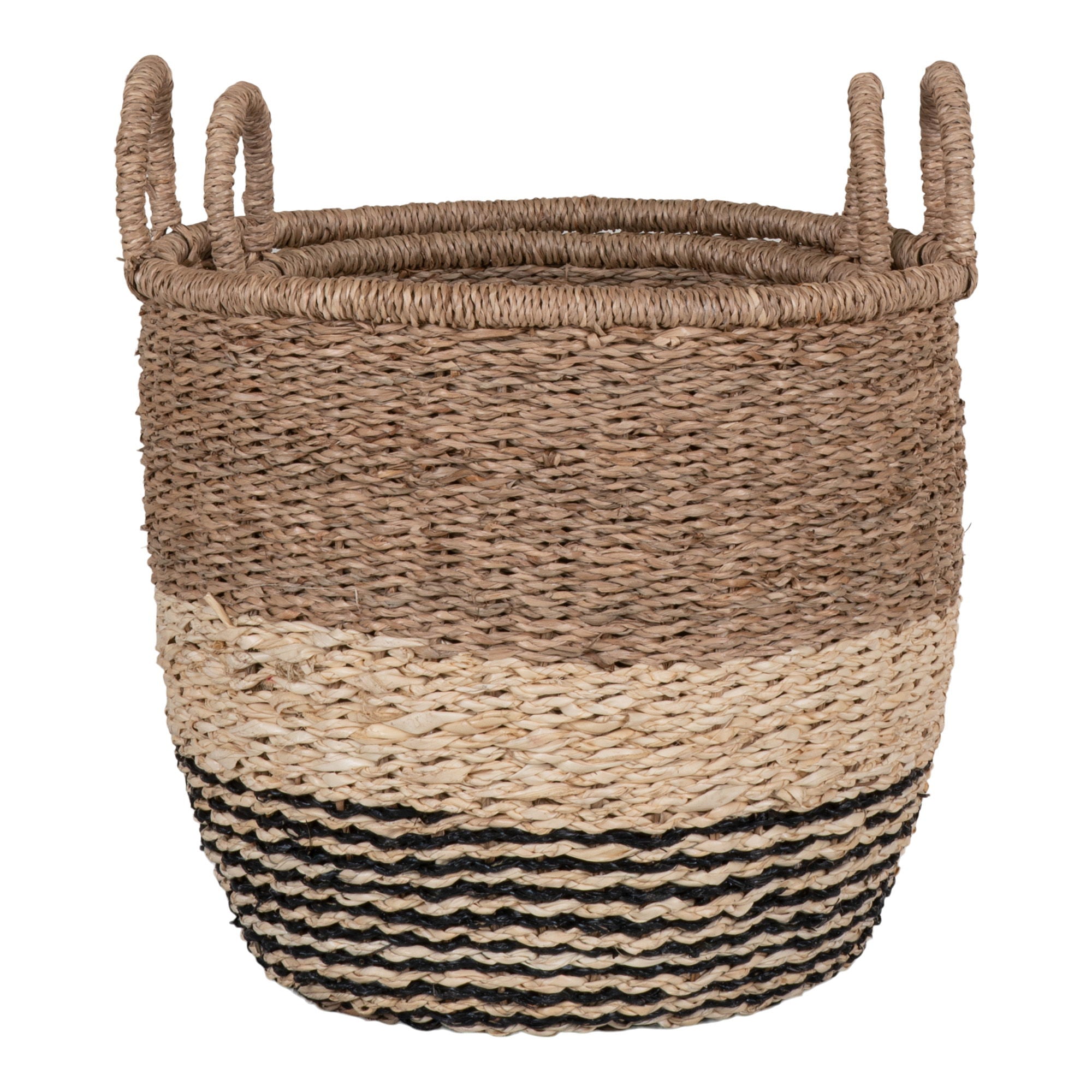 Lima Basket - Basket in seagrass, nature/brown/black, set of 2