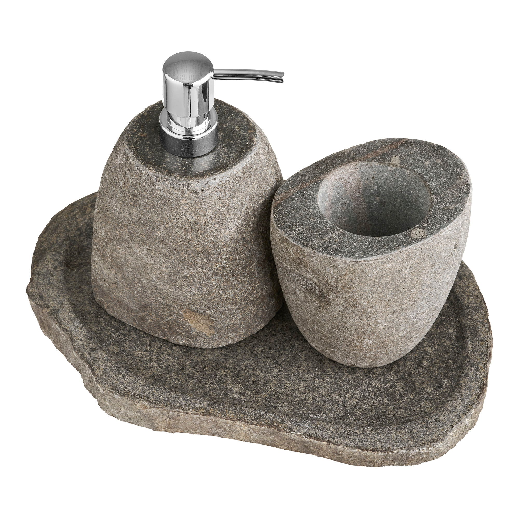 Gara Bathroom Set, Storage Cup, Soap Dispenser, Tray