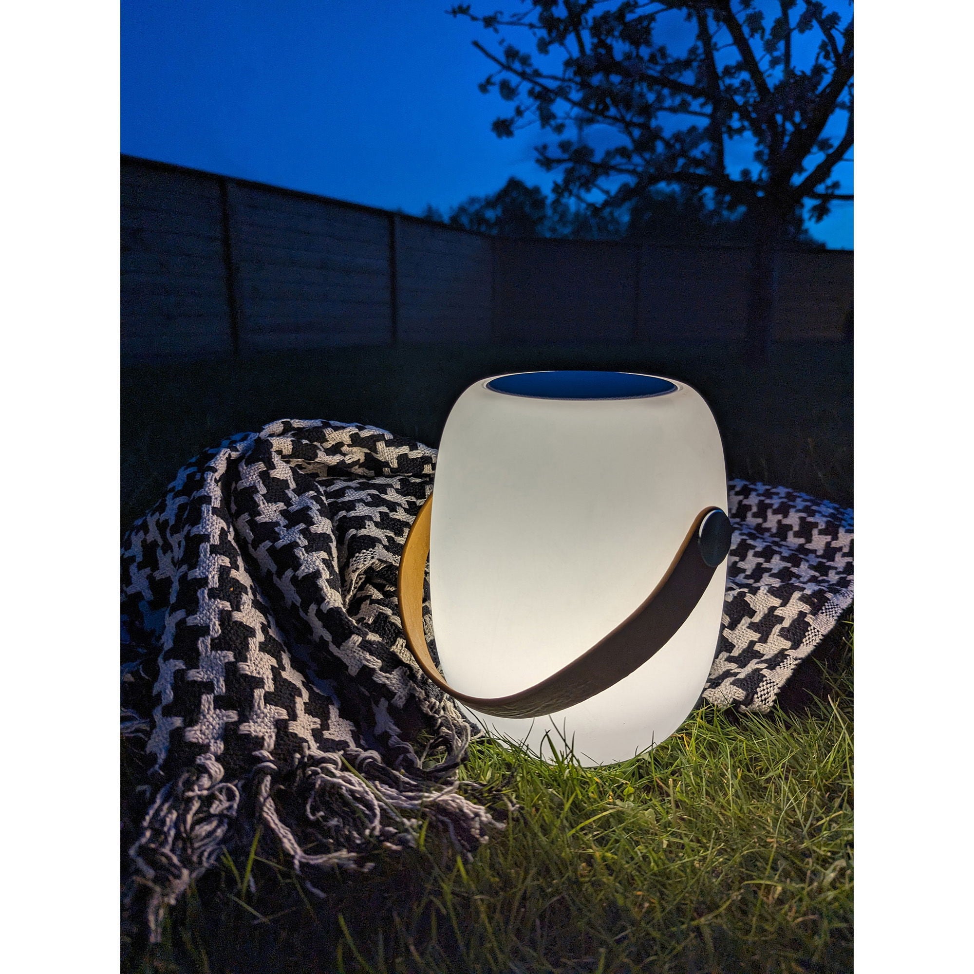 Cardiff LED Lamp - Lamp with strap, white, bluetooth speaker, rechargeable