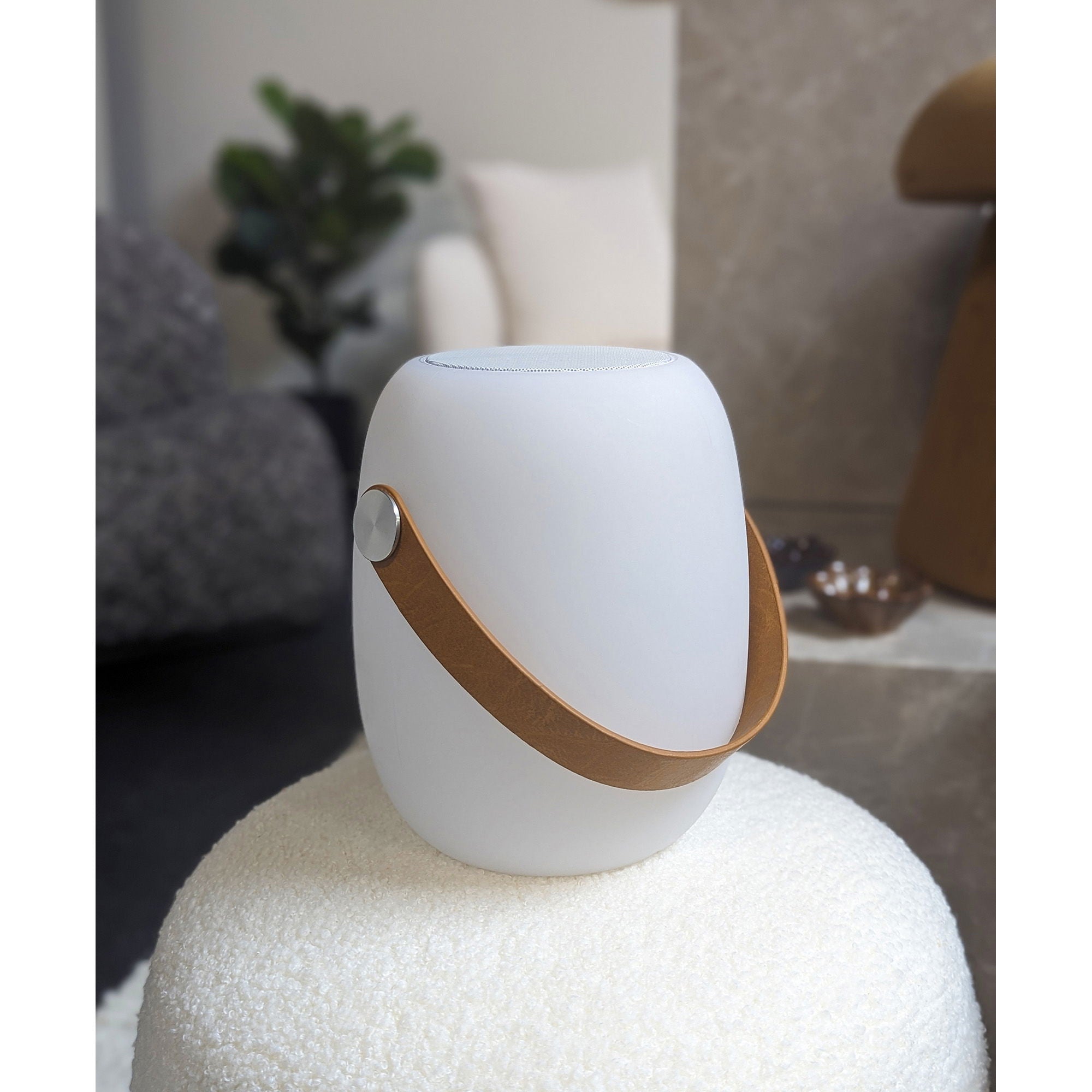 Cardiff LED Lamp - Lamp with strap, white, bluetooth speaker, rechargeable