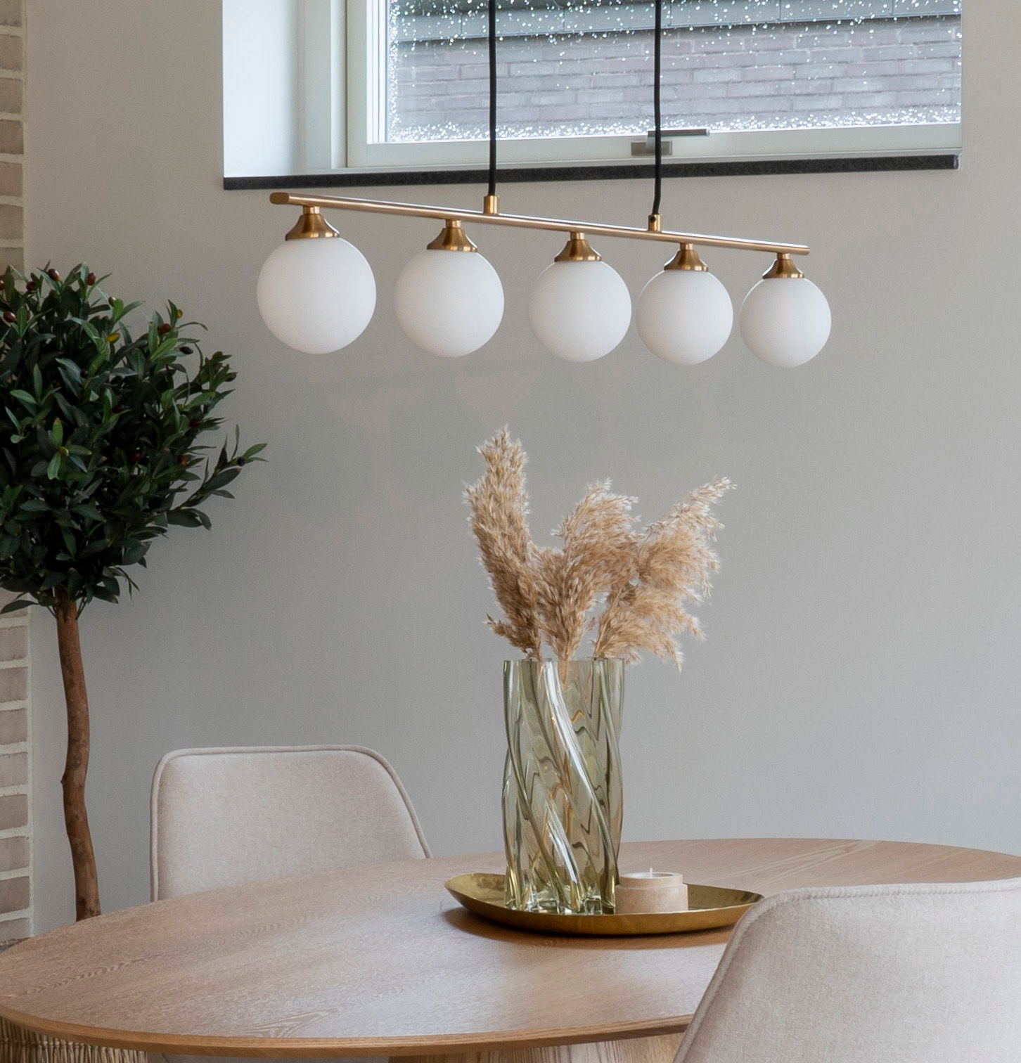 Halifax Pendant - Pendant, brass, 150 cm fabric cord