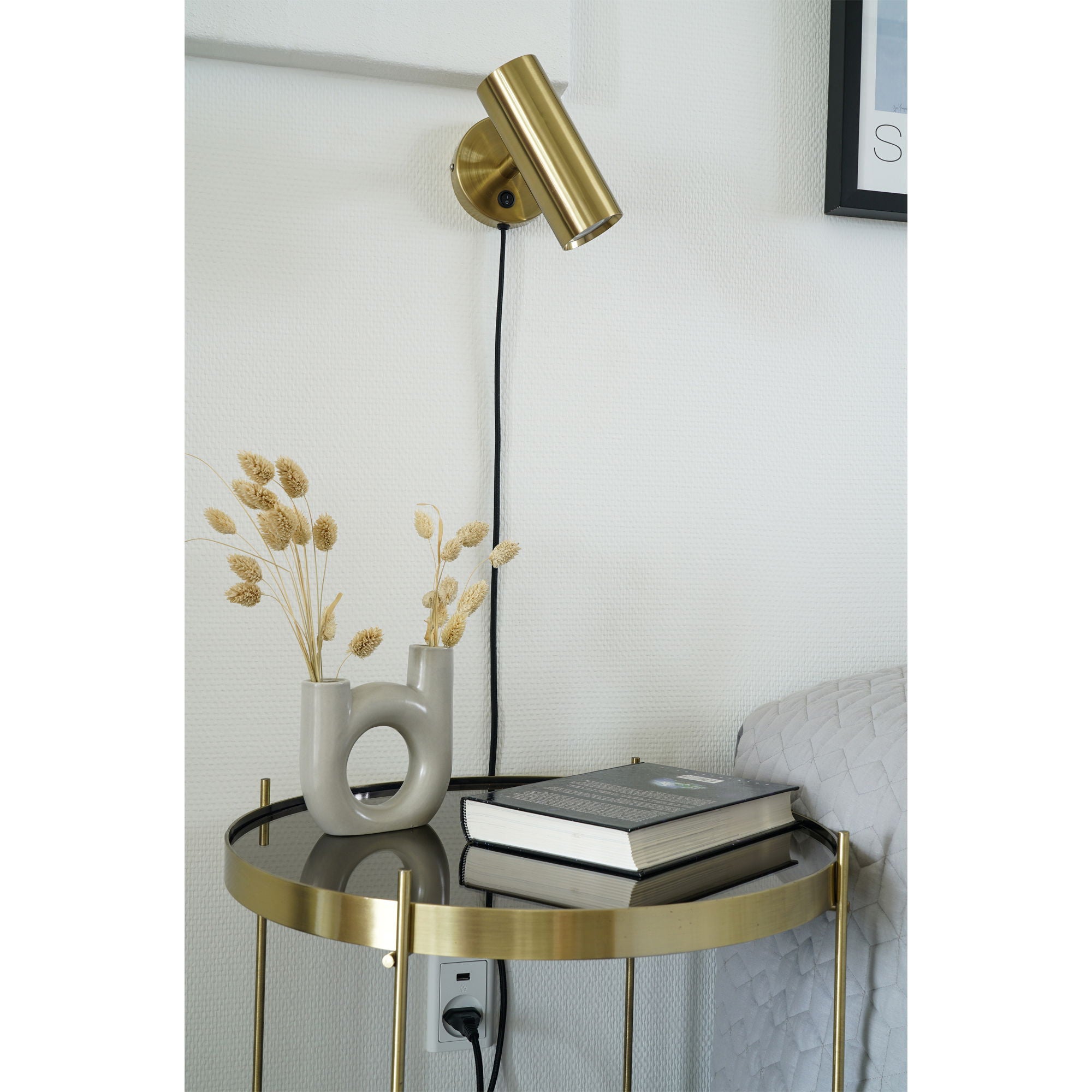 Paris Wall Lamp - Lamp in brass with a 190 cm fabric cord Bulb: GU10/5W LED IP20