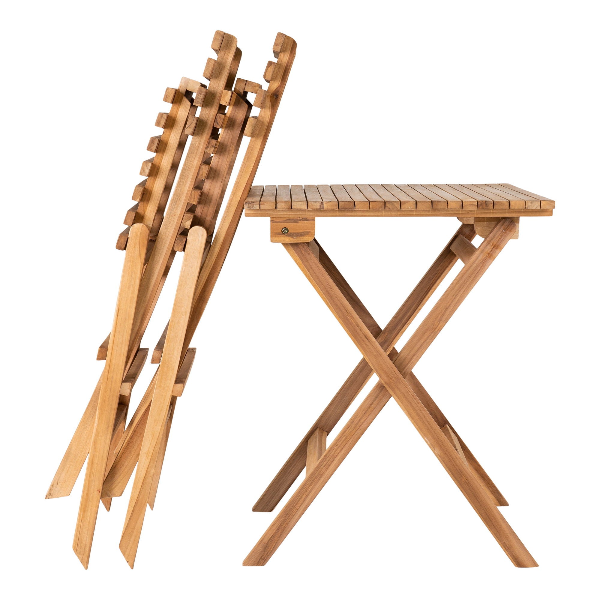 Cuenca CafǸ set - CafǸ set, 2 chairs and 1 table , teak, natural