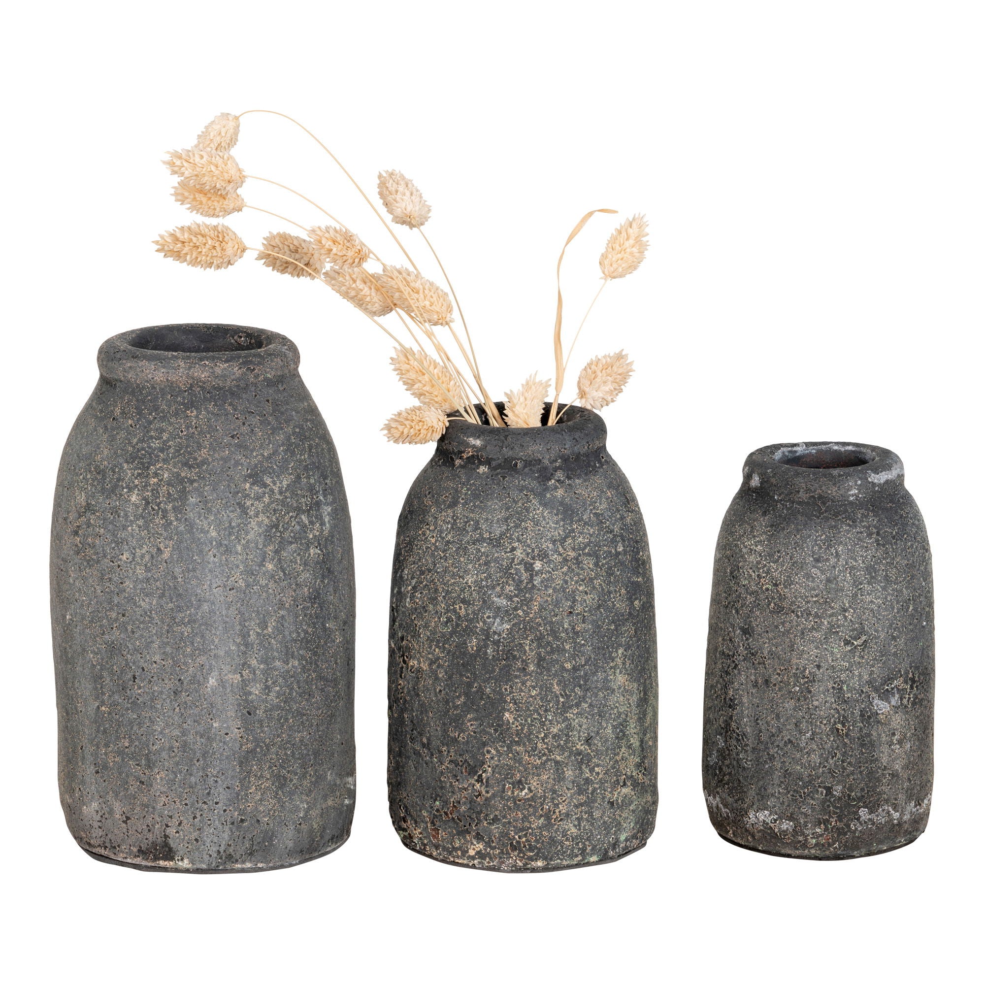 Velas Terracotta Decoration Vases - 3 vases in Antique Dark Grey