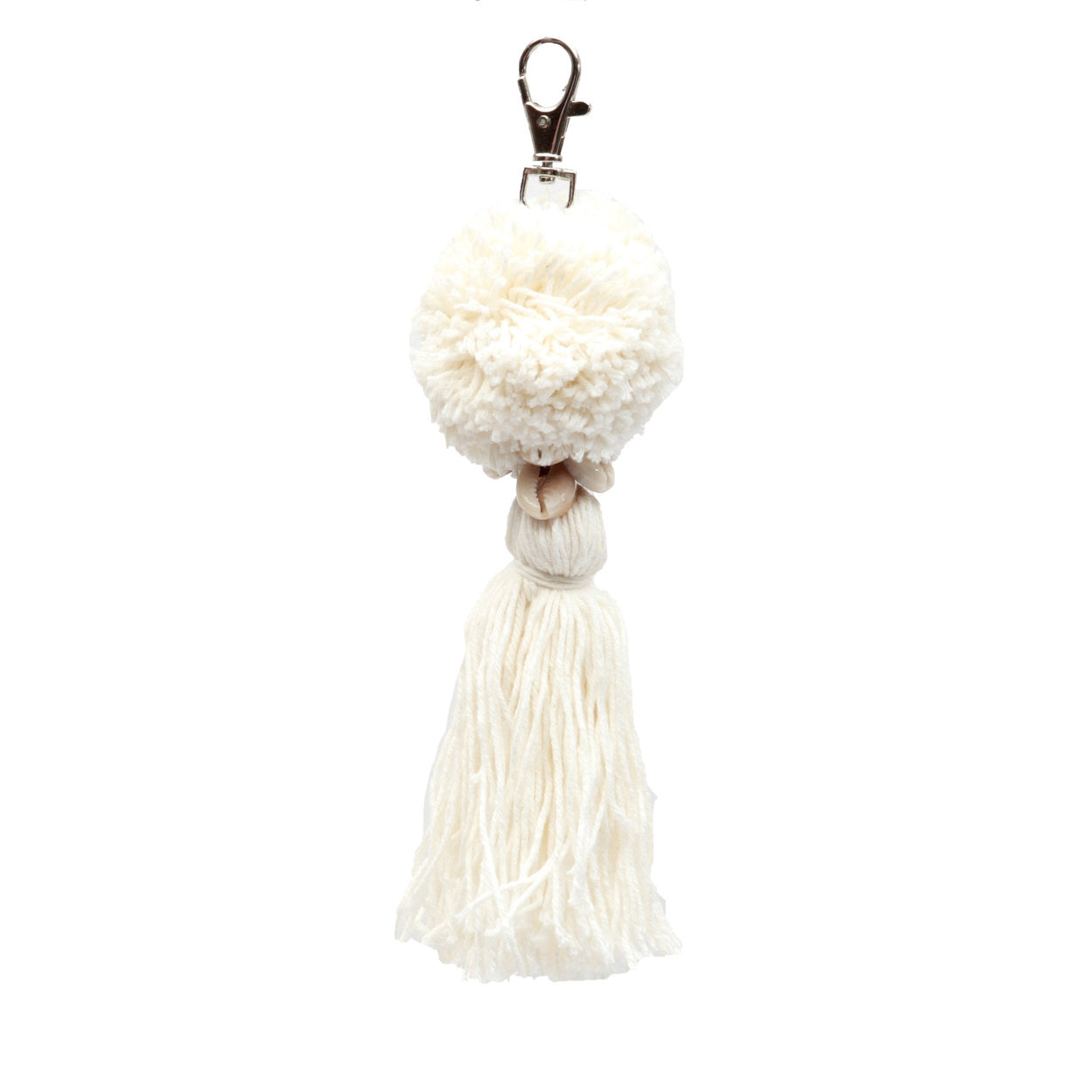 De Pompom Sleutelhanger - Wit