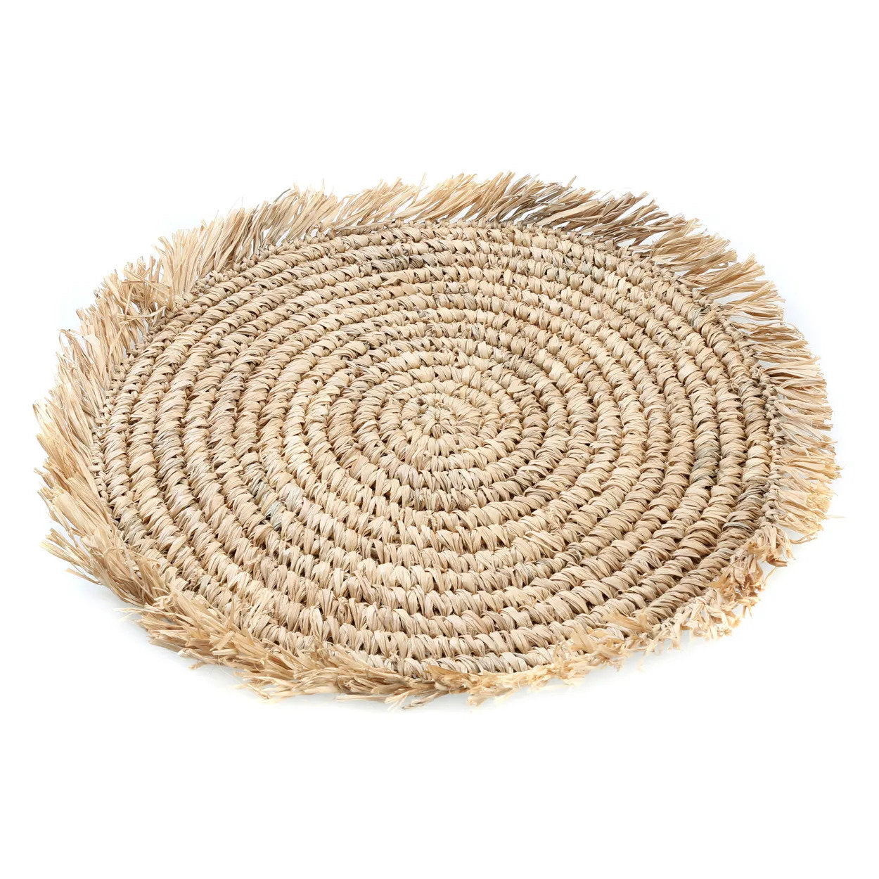 De Fringe Raffia Placemat Rond - Naturel