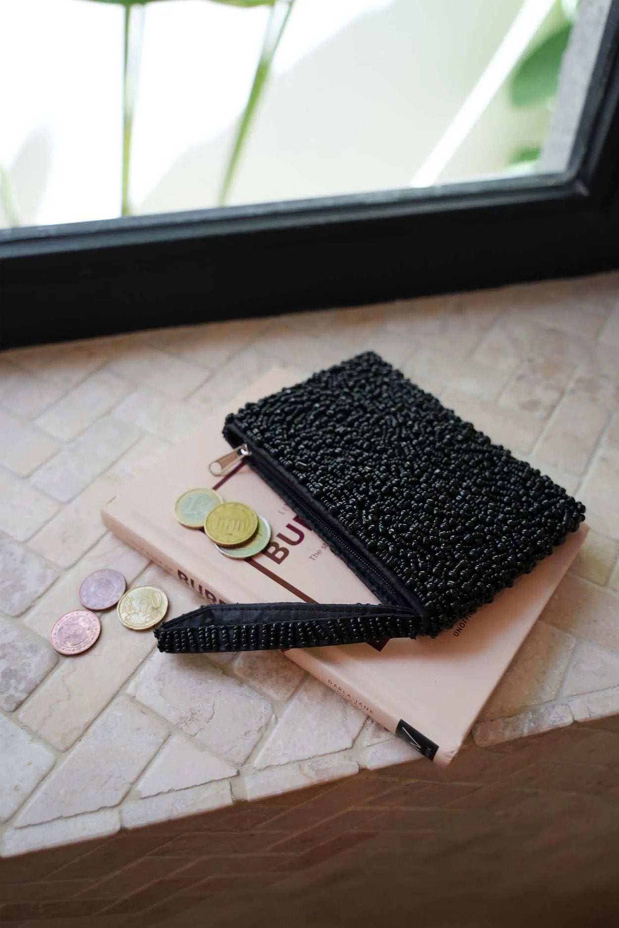 De Black Beaded Portemonnee - Zwart