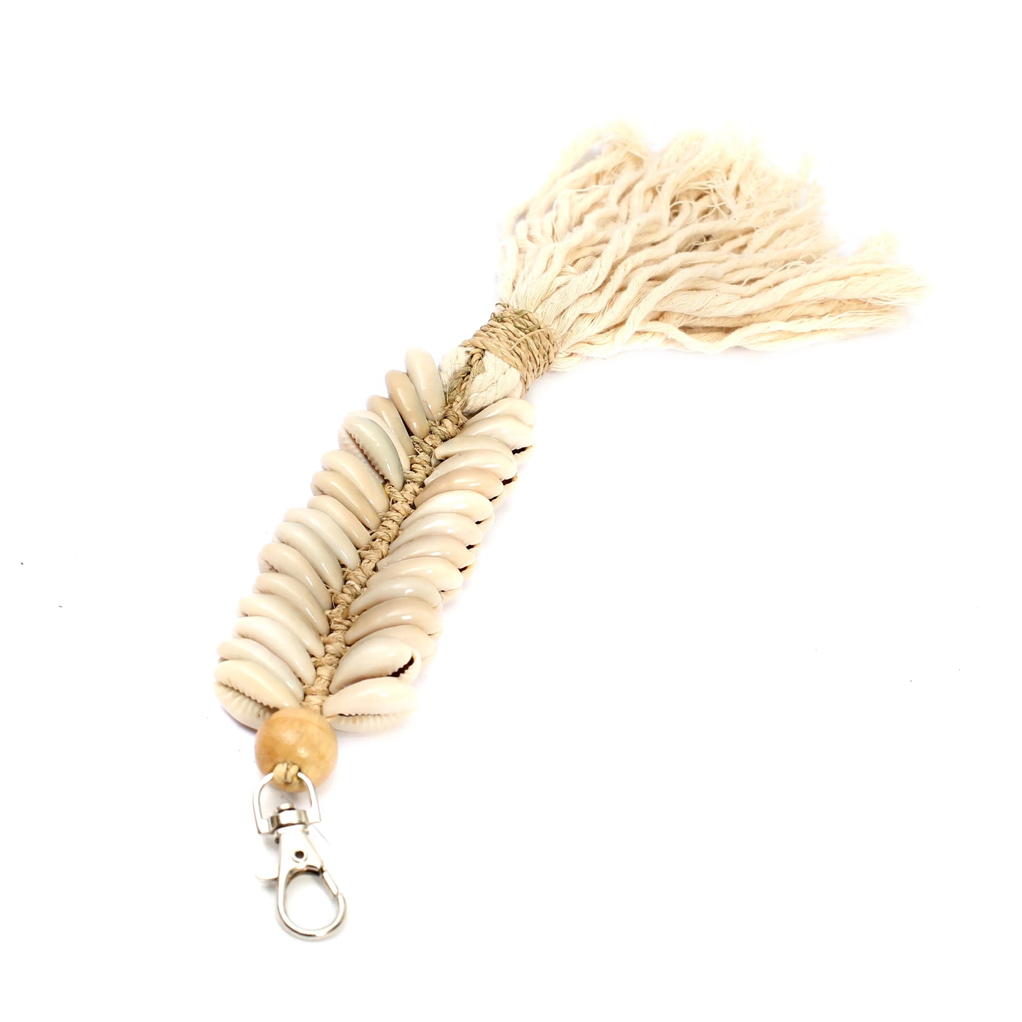 De Macrame Fishbone Sleutelhanger - Crème