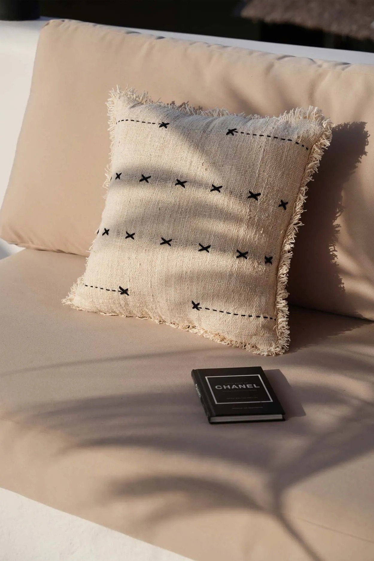 The French Kiss Cushion Cover - Natural Black