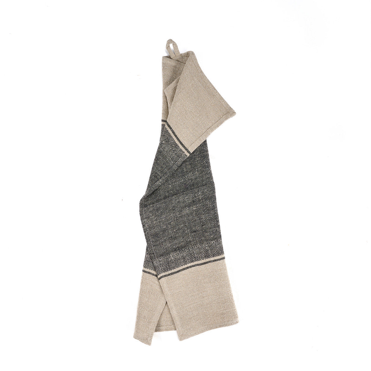De Linen Moody Keukendoek - Natural Black - 50x70