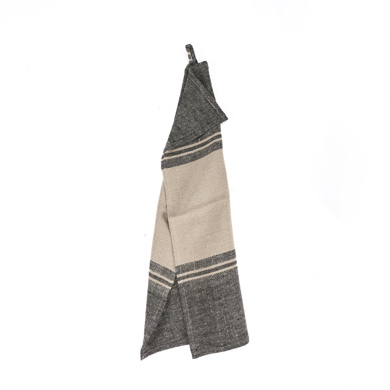 De Linen Dash Keukendoek - Natural Black - 50x70