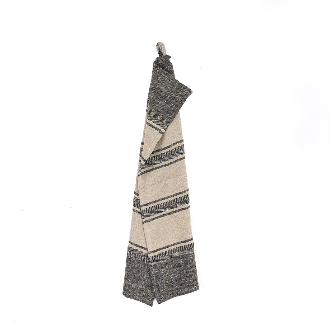 De Linen Smudge Keukendoek - Natural Black - 50x70