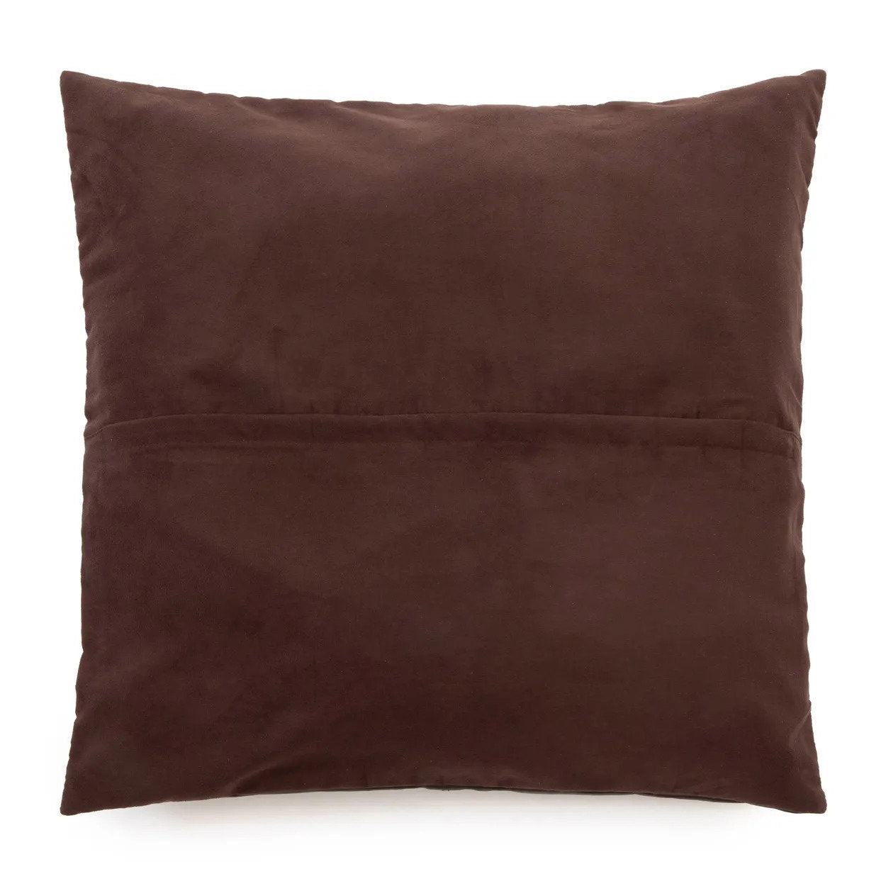Housse de Coussin en Cuir à Quatre Panneaux - Chocolat - 60x60