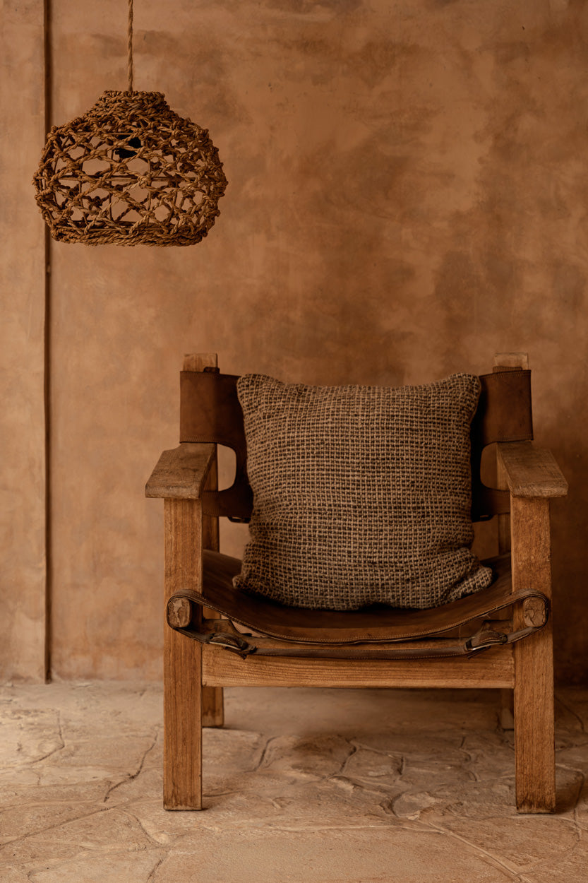 De Linen Grain Kussensloop - Naturel Zwart