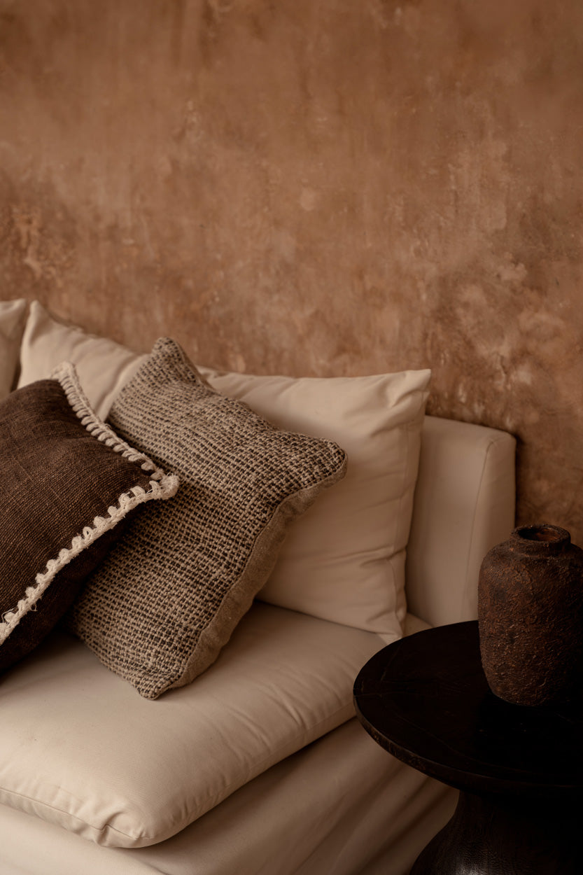 De Linen Grain Kussensloop - Naturel Zwart