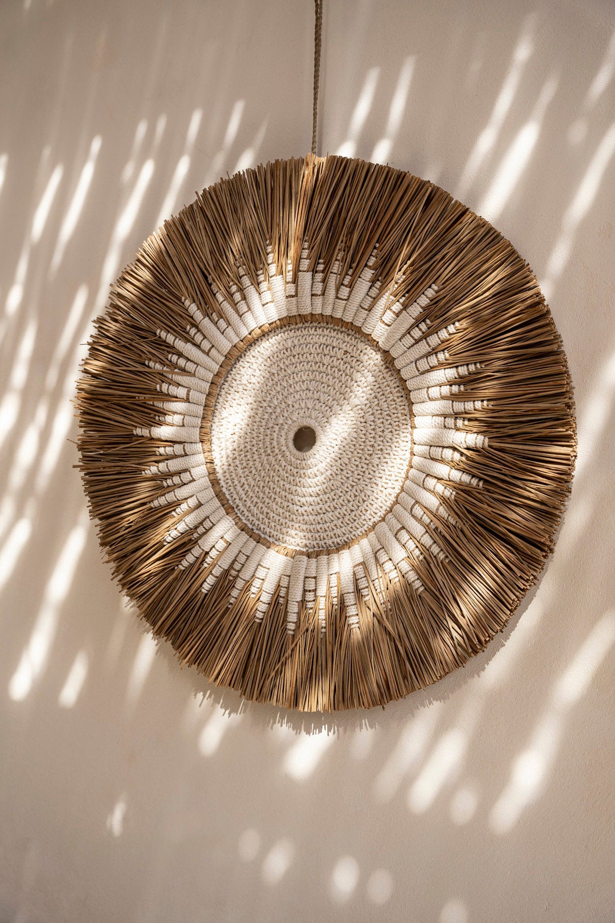 De Raffia Macramé Wanddecoratie - Wit Naturel