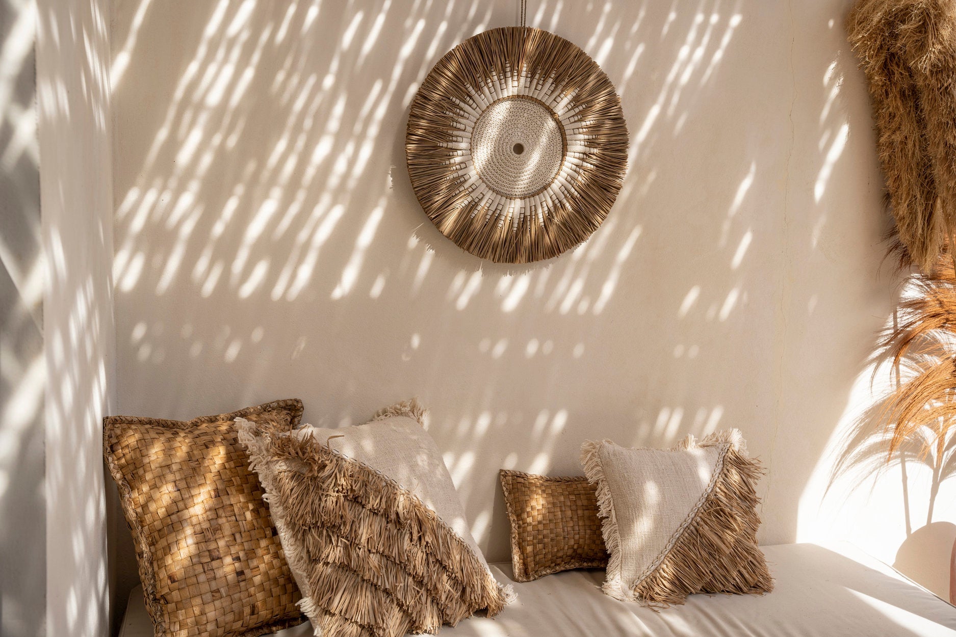 De Raffia Macramé Wanddecoratie - Wit Naturel