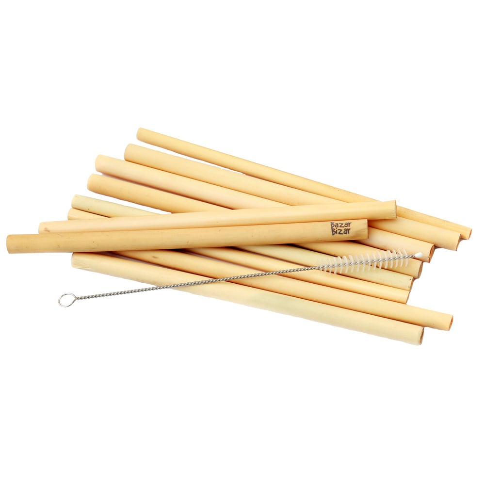 De Bamboe Rietjes - Set van 10 met reinigingsborsteltje