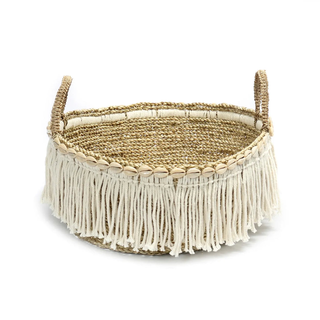 De Boho Fringe Mand - Naturel Wit