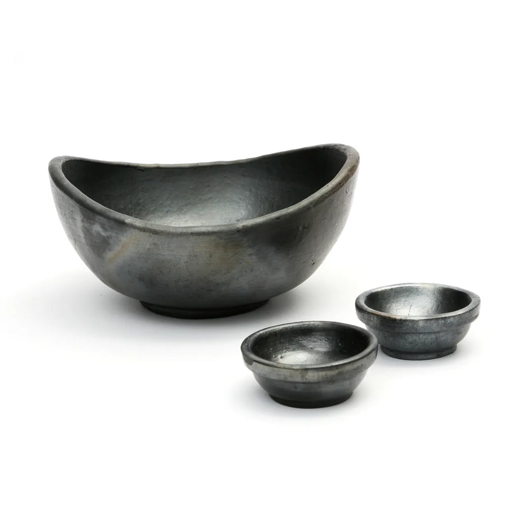 The Burned Curved Bowl - Black - Set of 3